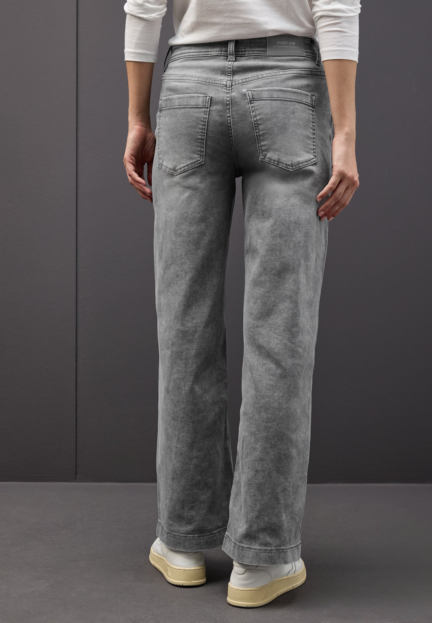 Street One Wide Leg Jeans - Farbe: light grey random washed
