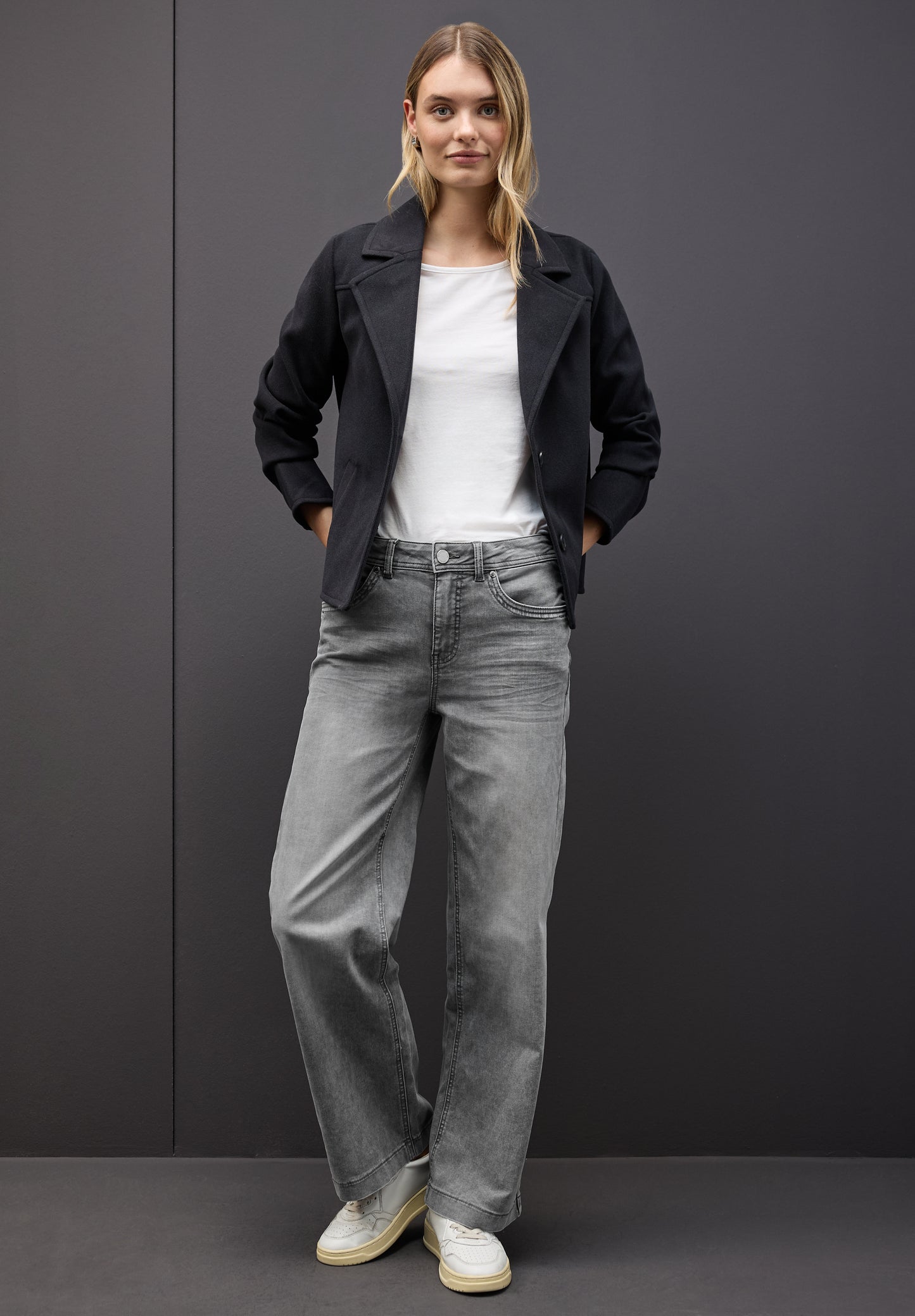 Street One Wide Leg Jeans - Farbe: light grey random washed