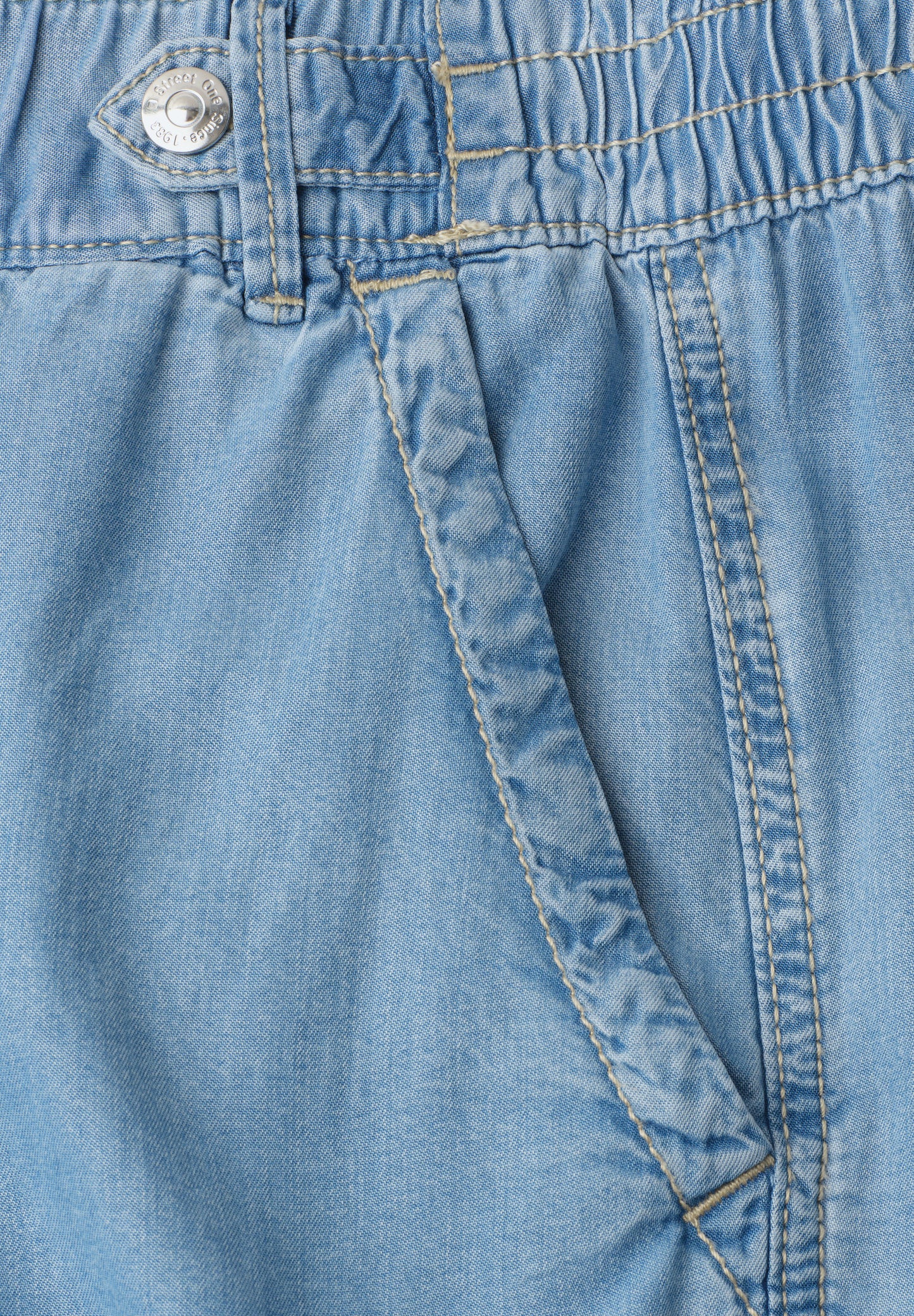 Street One - High Waist Wide Leg Hose mit Knopfdetails - Farbe: Light Blue soft wash