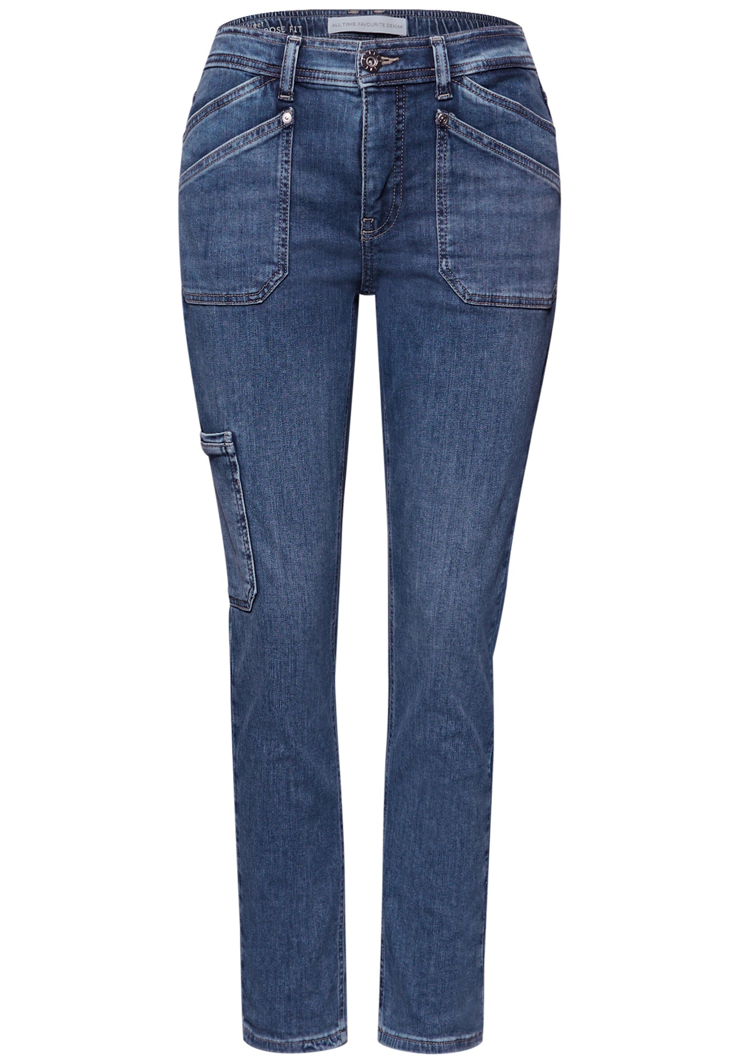 Street One - Cargo Jeans - Farbe: Medium Blue Wash