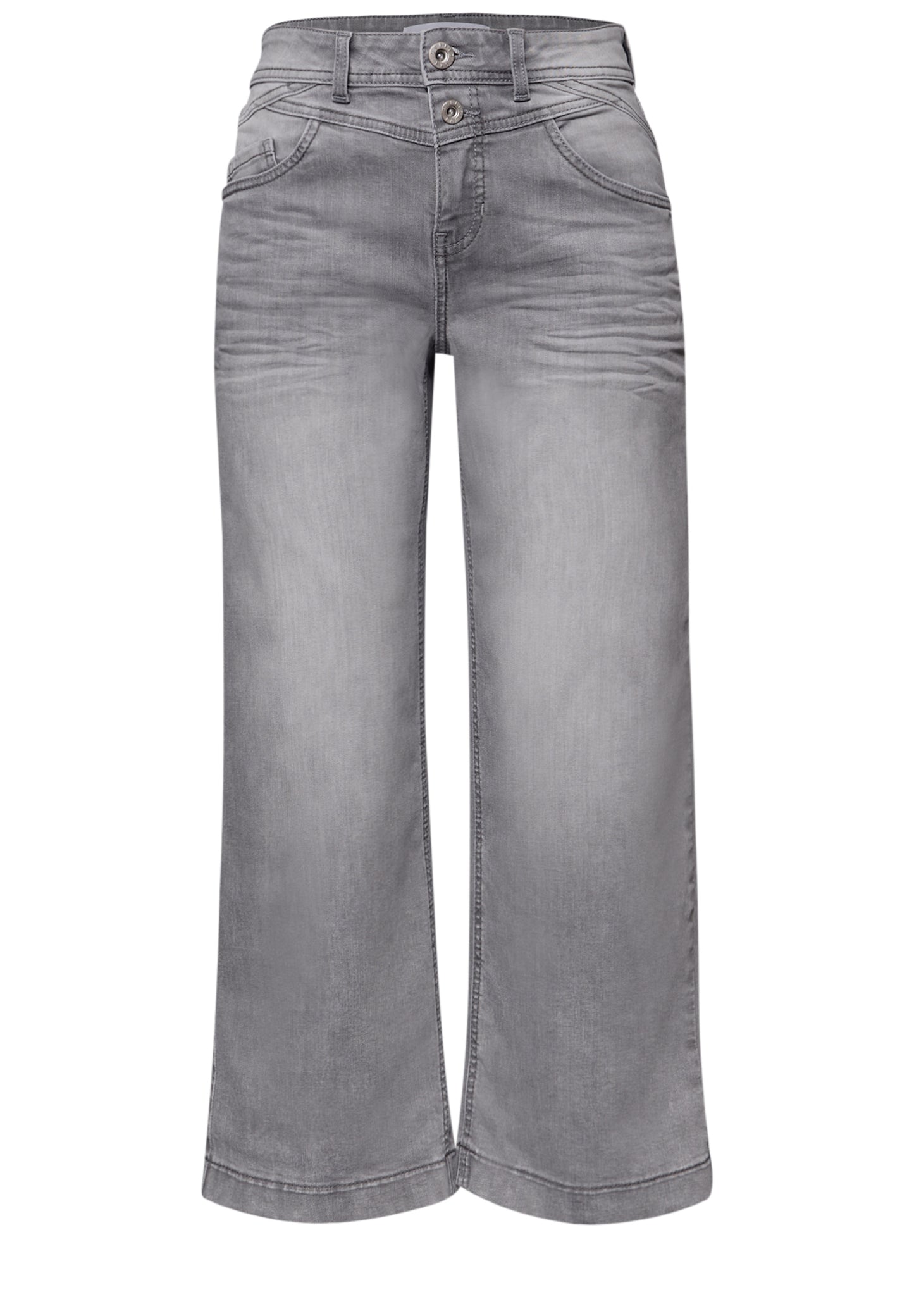 Street One - High Waist Wide Leg Jeans im Loose Fit - Farbe: light grey wash