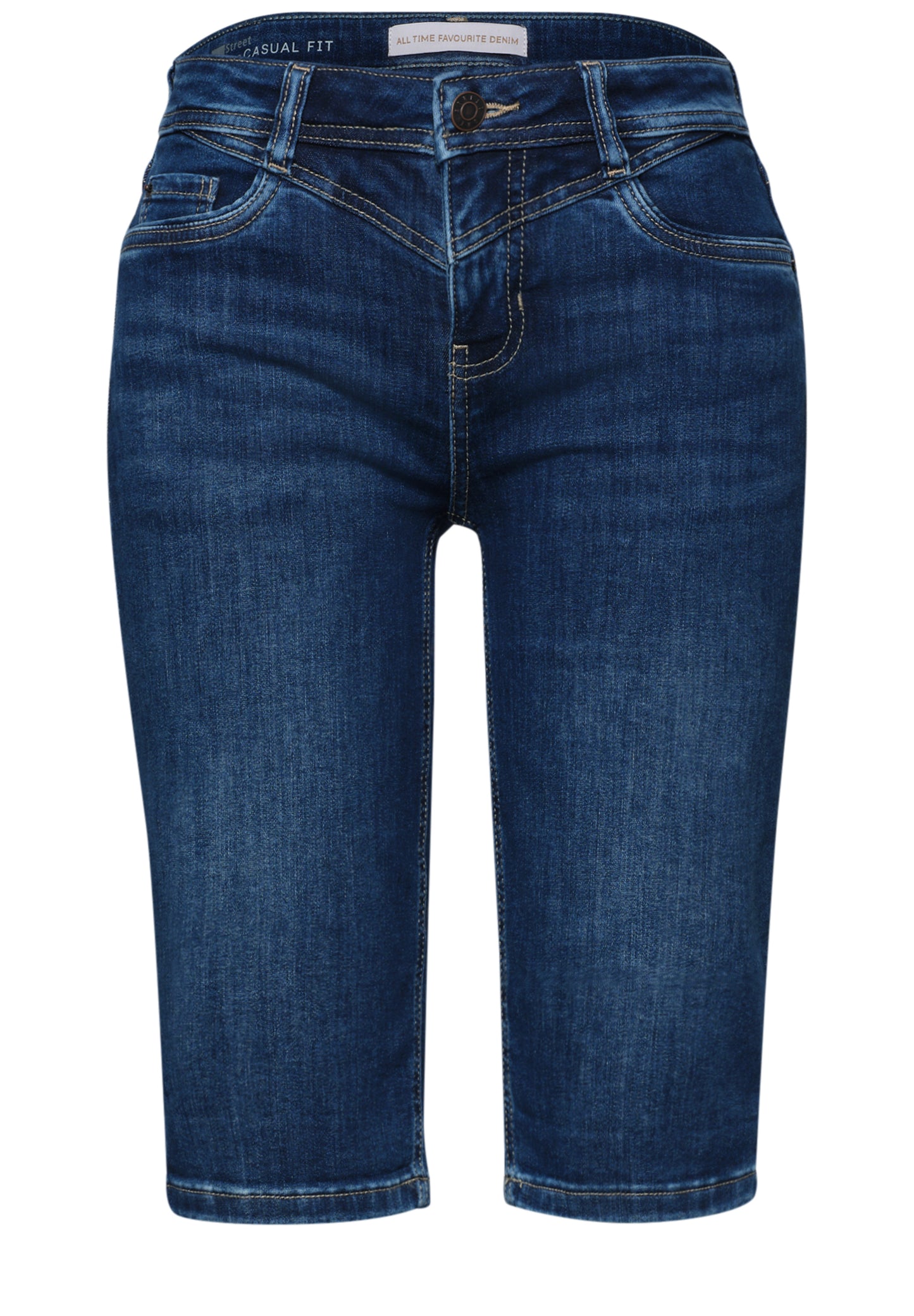 Street One - Slim Leg Bermuda mit Turn-Up-Detail - Farbe: dark blue authentic wash