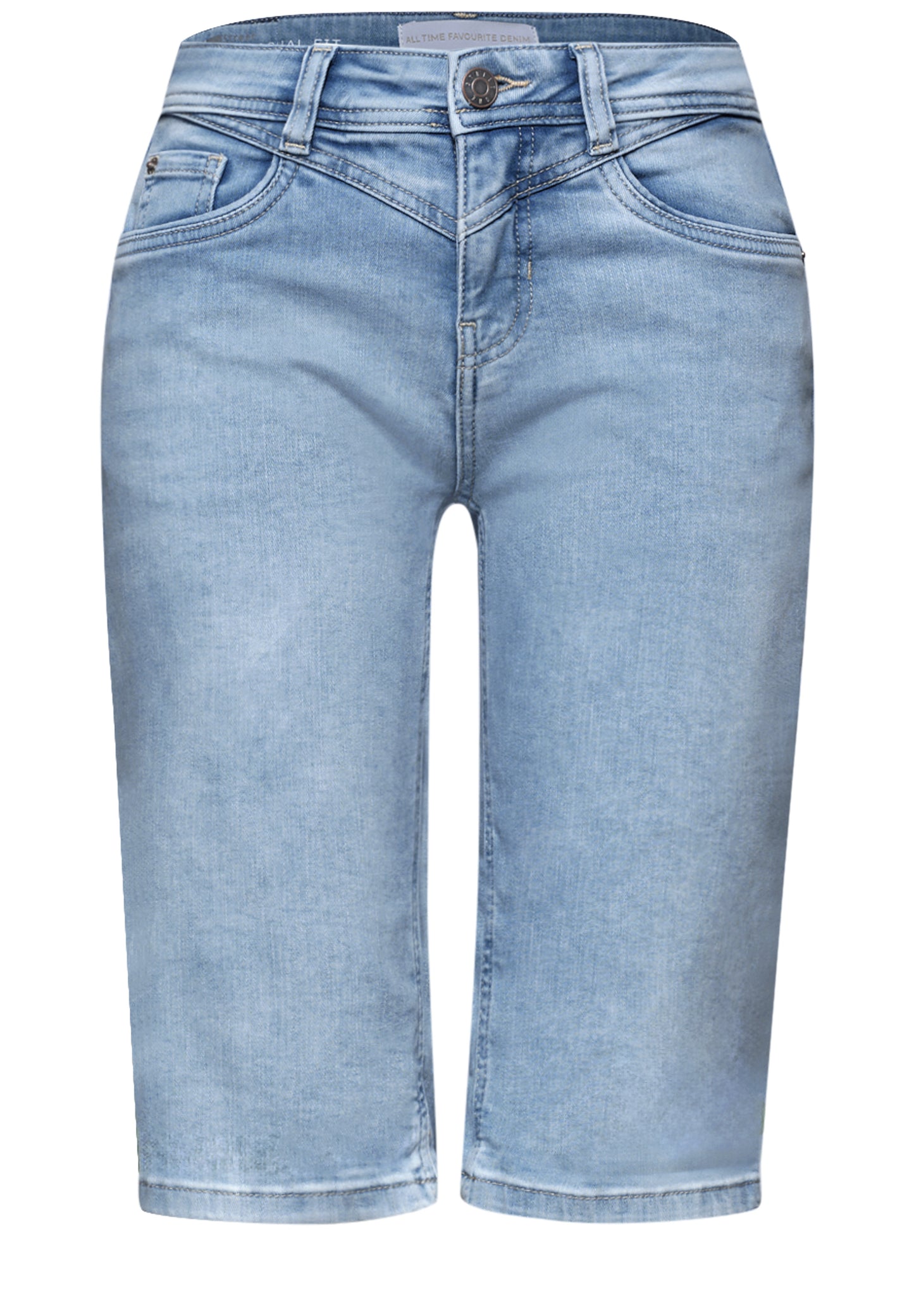 Street One - Slim Leg Bermuda mit Turn-Up-Detail - Farbe: light blue authentic wash