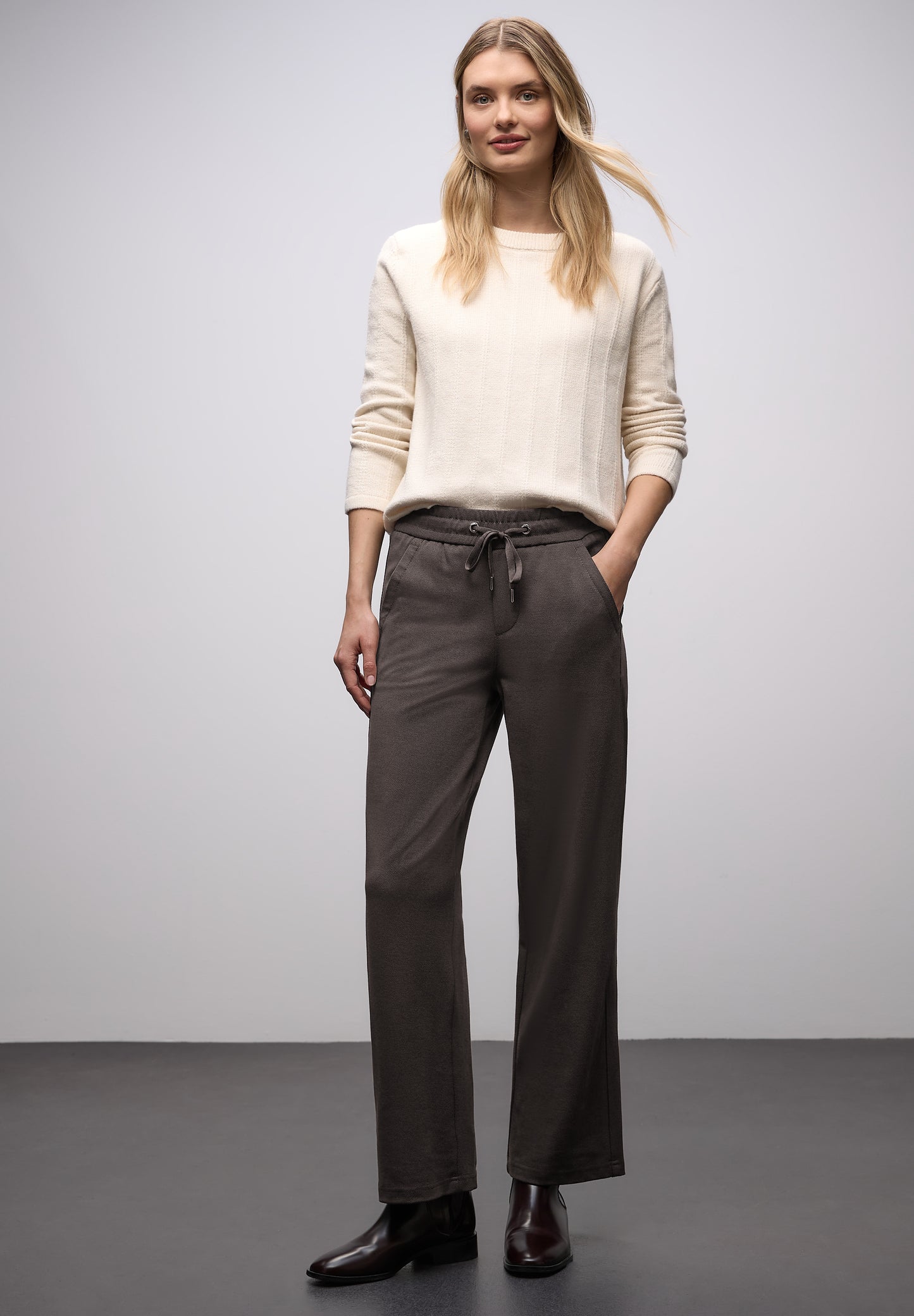 Street One - Straight Leg Hose mit Tape - Farbe: rustic brown