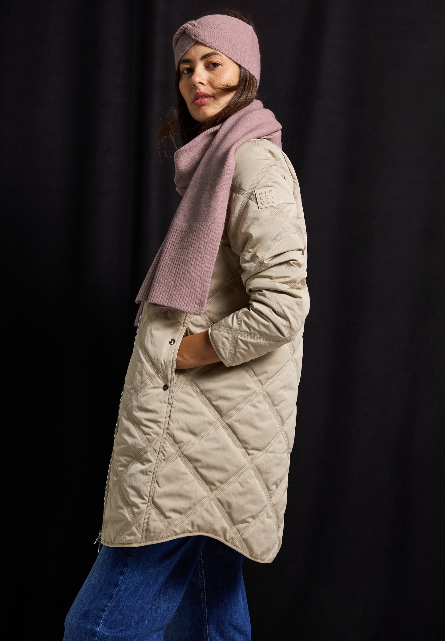 Street One Feinstrick Stirnband - Farbe: rosewood pink melange