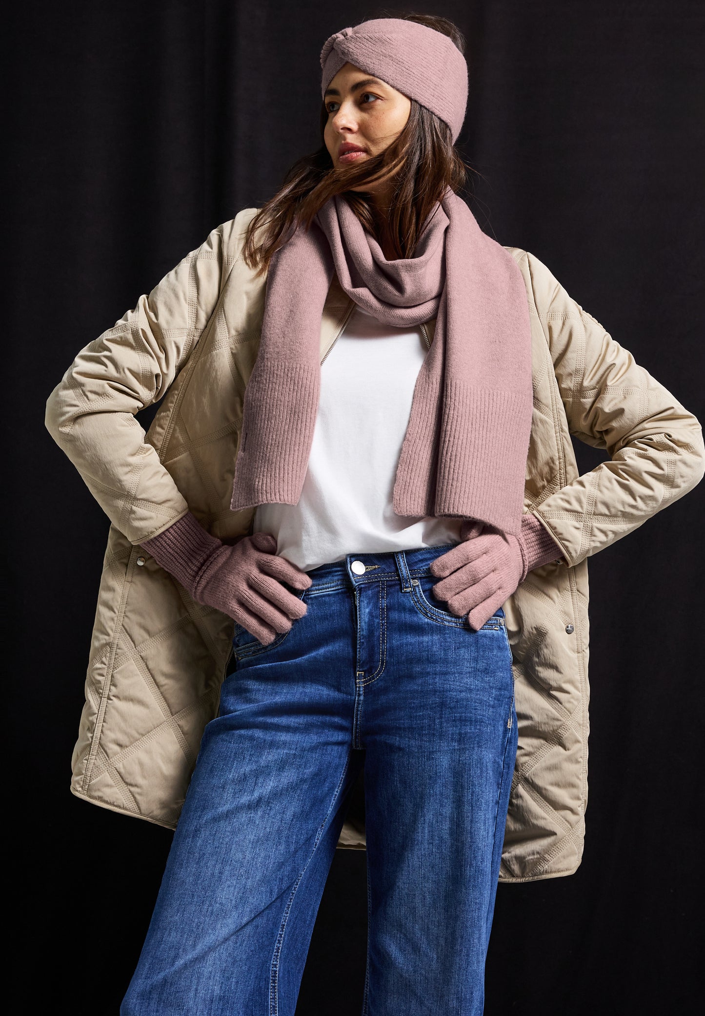 Street One Feinstrick Stirnband - Farbe: rosewood pink melange