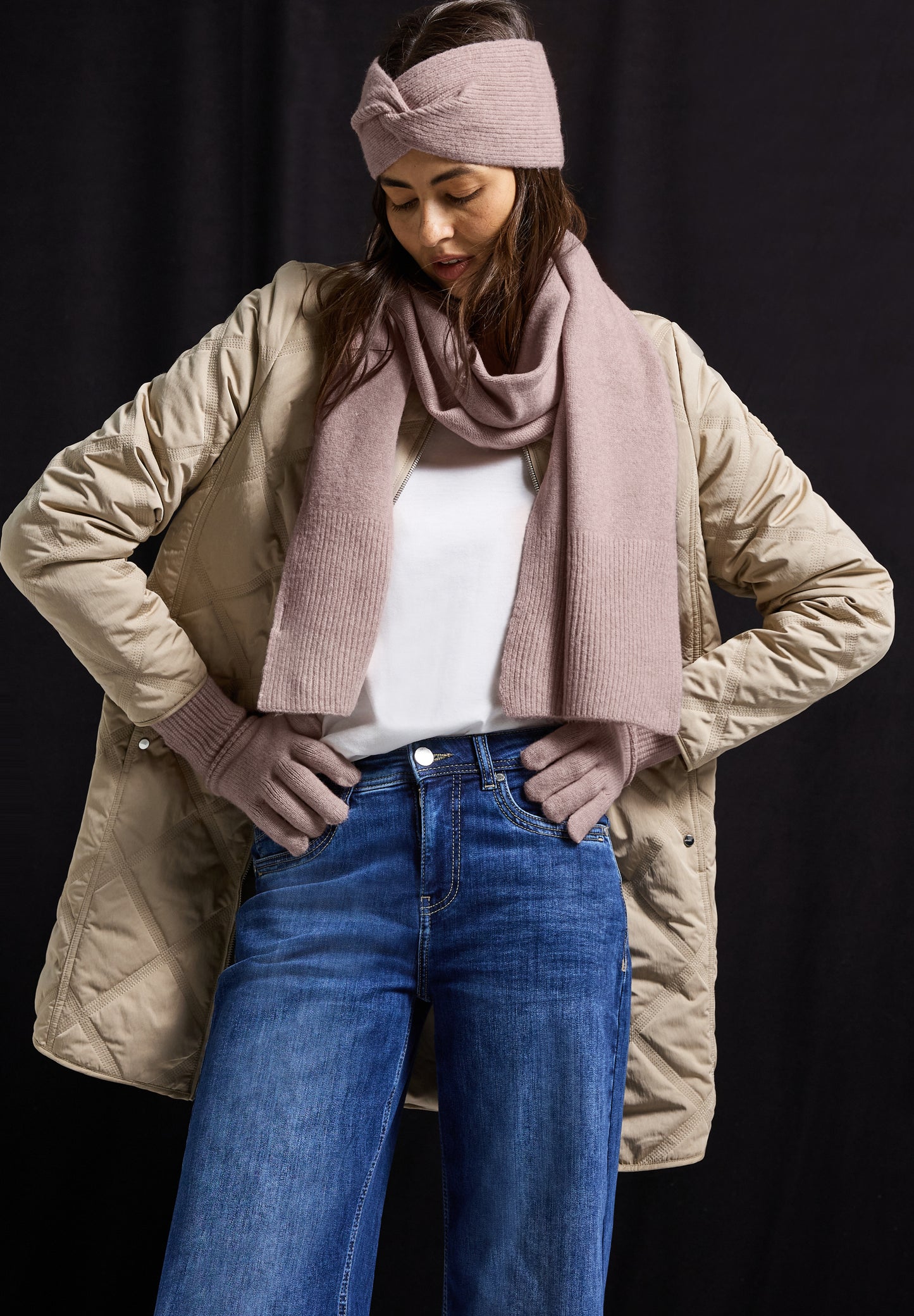 Street One Feinstrickhandschuhe - Farbe: rosewood pink melange