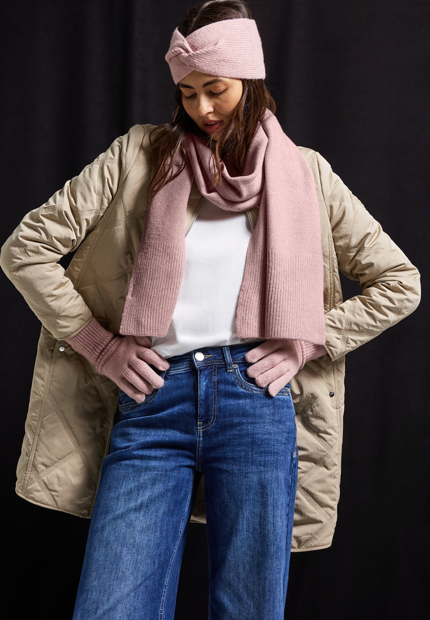 Street One Langer Schal - Farbe: rosewood pink melange