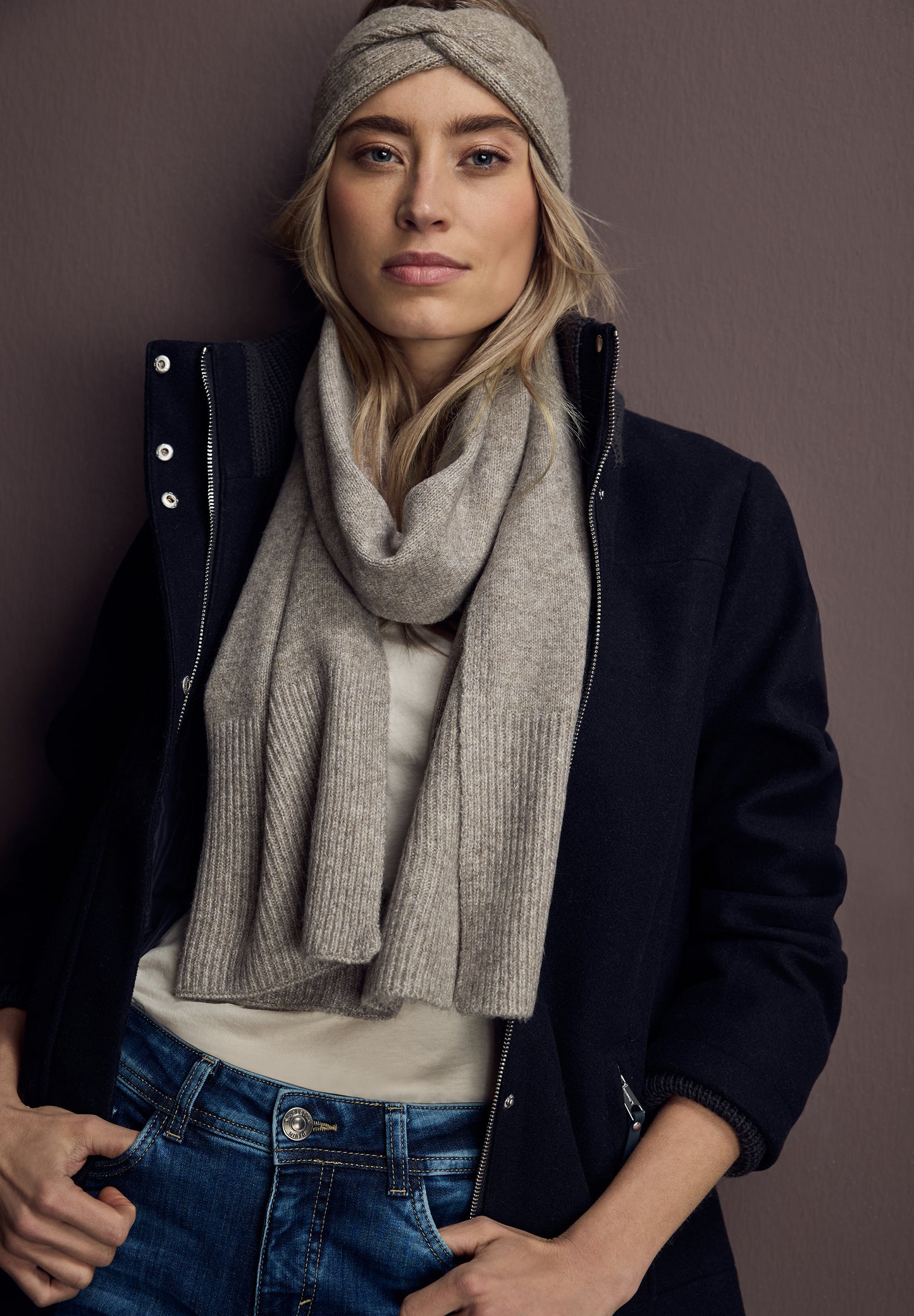 Street One Langer Schal - Farbe: Sandy Mocca Mel.