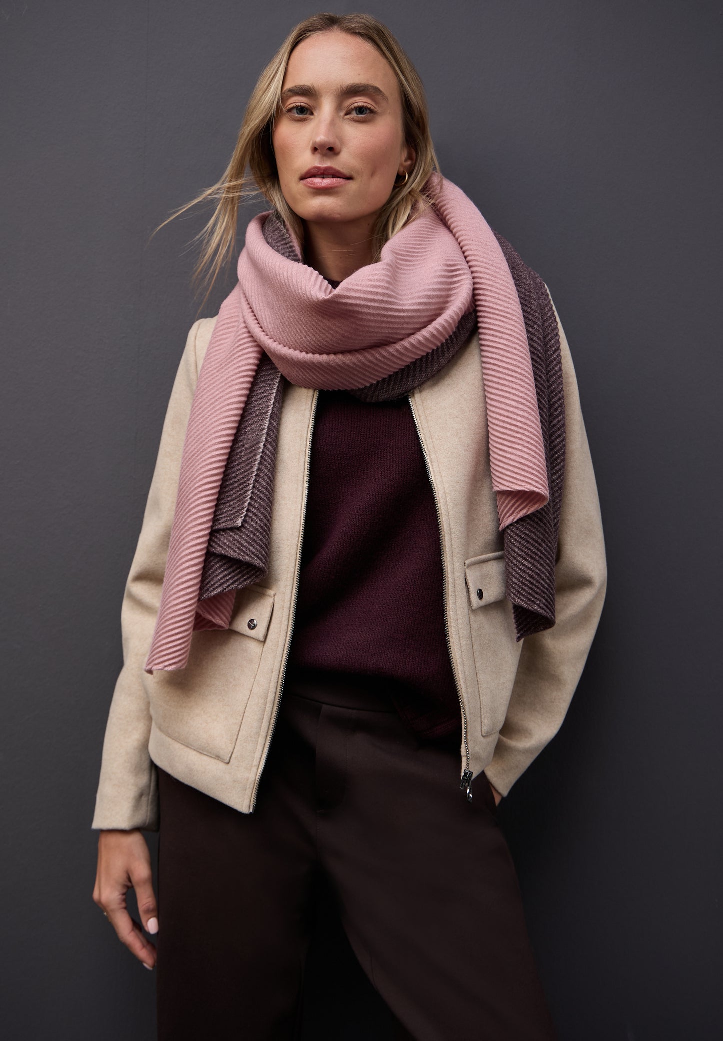 Street One Two-Tone Schal - Farbe: jazz berry mel.