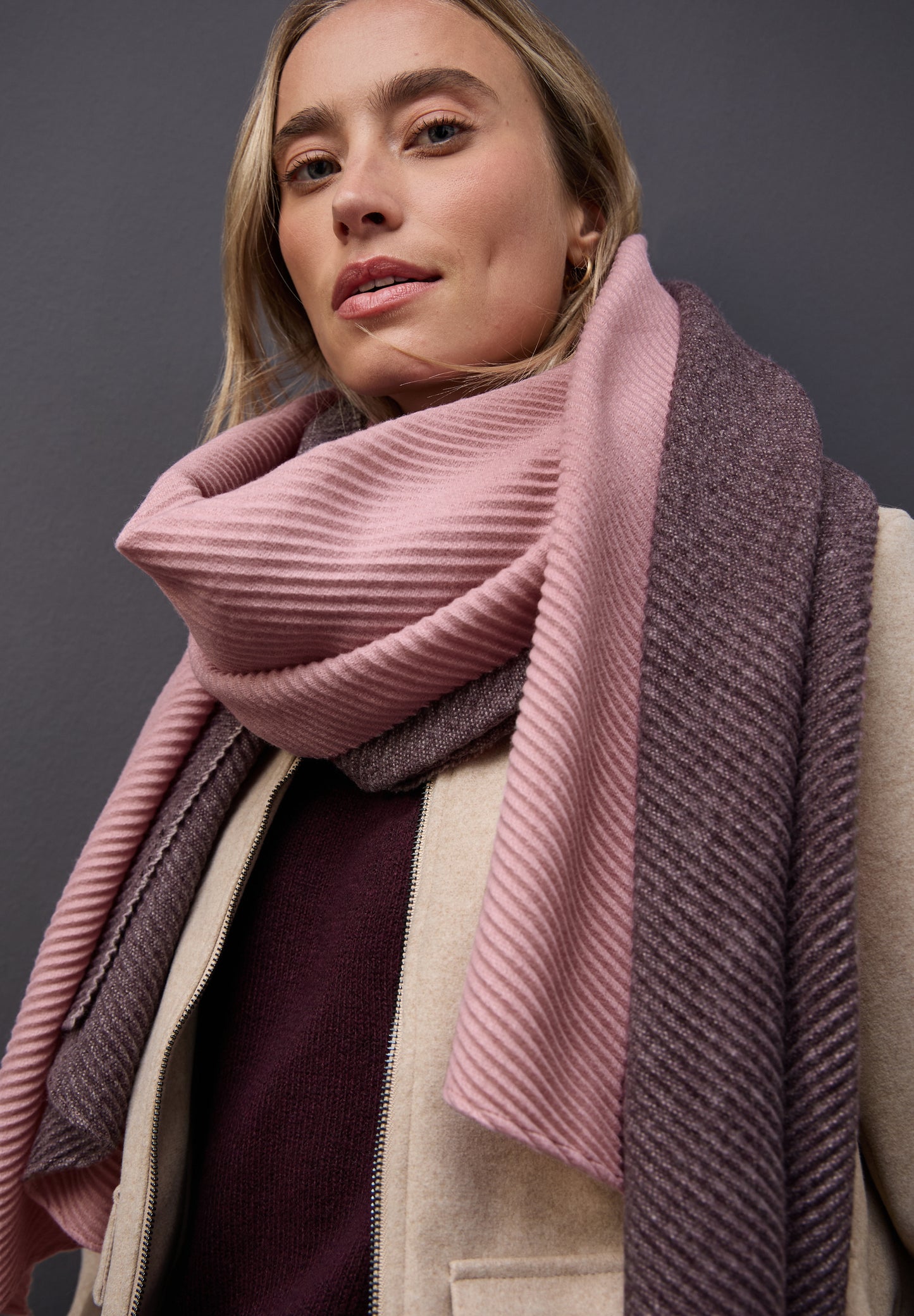 Street One Two-Tone Schal - Farbe: jazz berry mel.