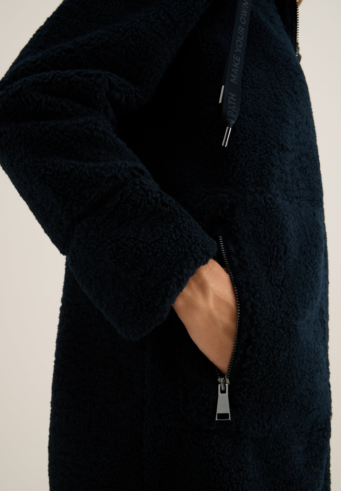 CECIL Teddy Mantel mit Kapuze - Farbe: dark navy blue