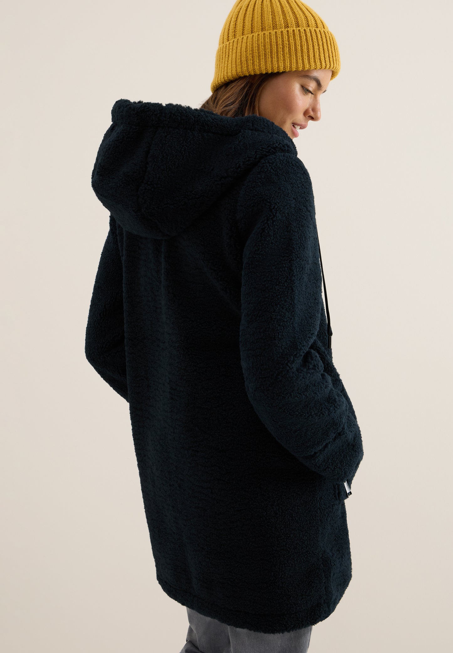 CECIL Teddy Mantel mit Kapuze - Farbe: dark navy blue