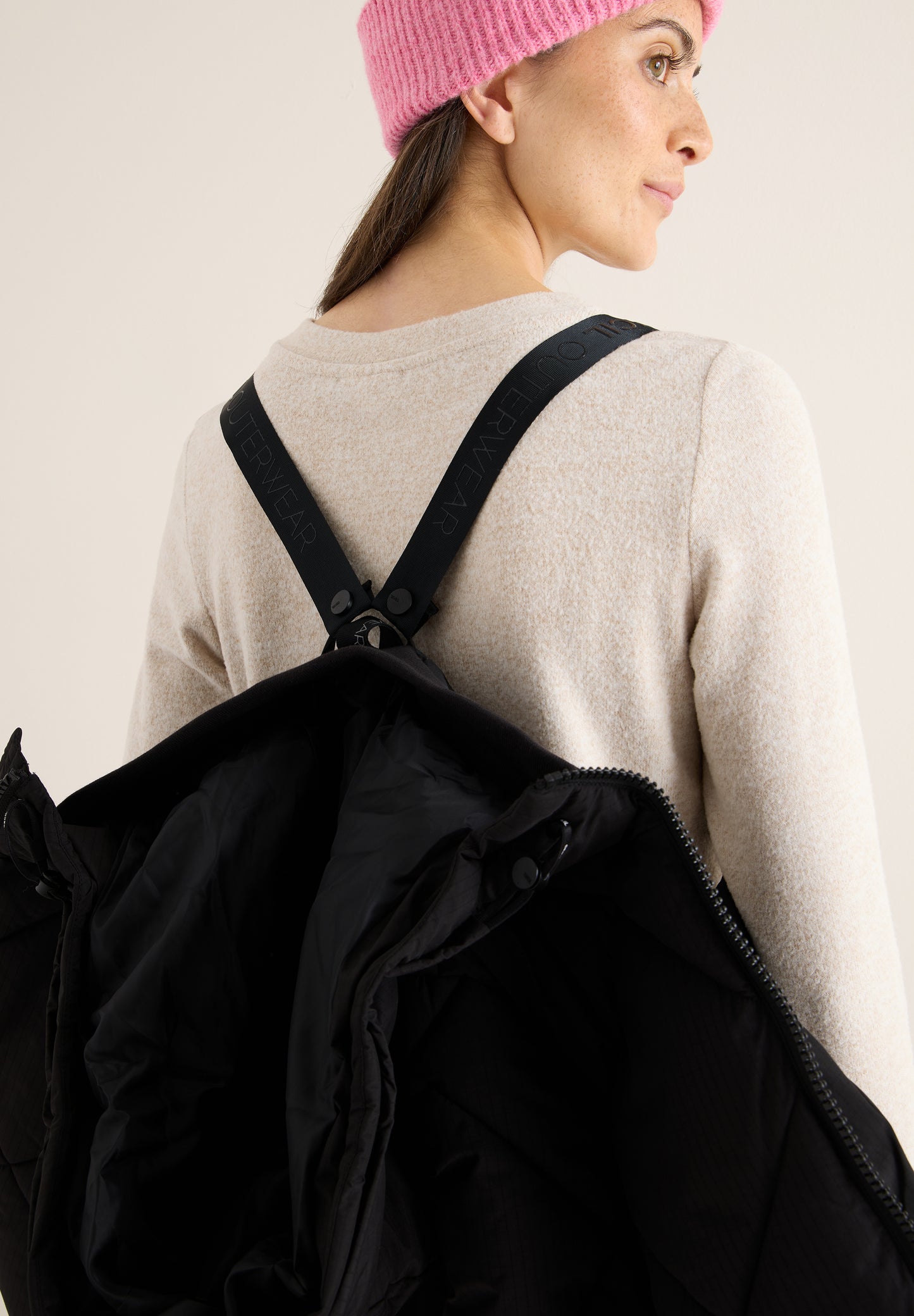 CECIL Mantel mit Rucksack Strings - Farbe: Black