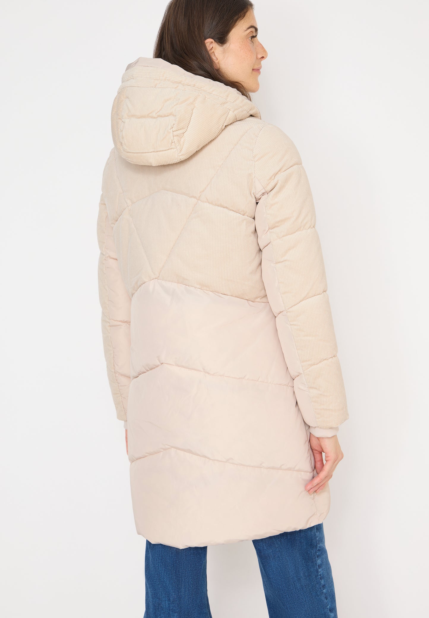CECIL Puffer Mantel mit Cordmix - Farbe: teddy vanilla white