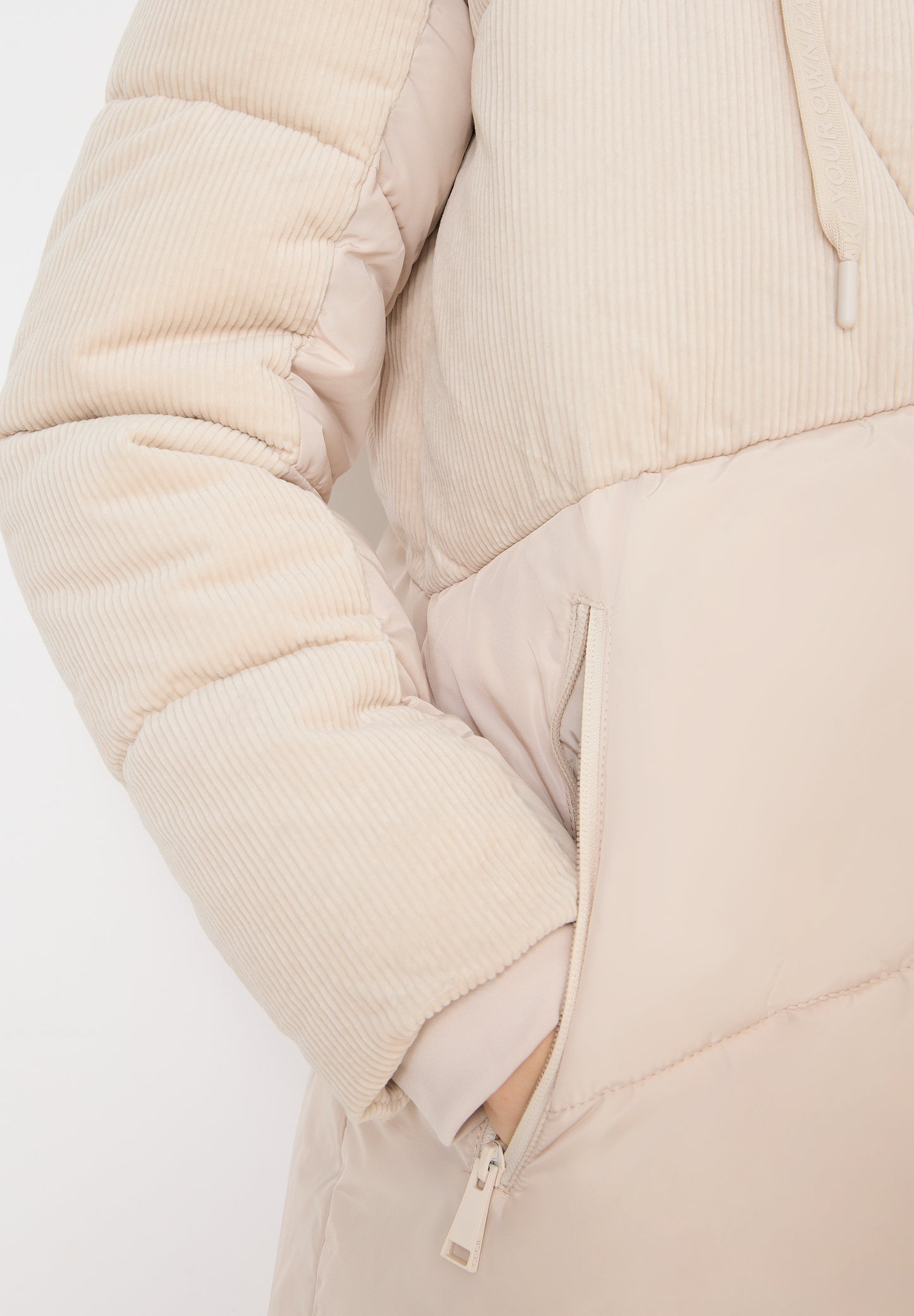 CECIL Puffer Mantel mit Cordmix - Farbe: teddy vanilla white