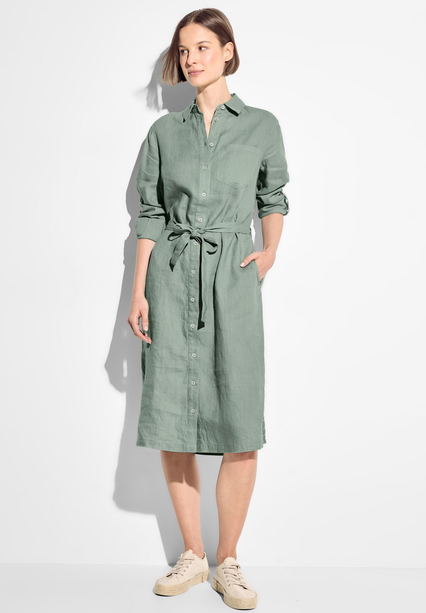 CECIL - Kleid aus Leinen - grün