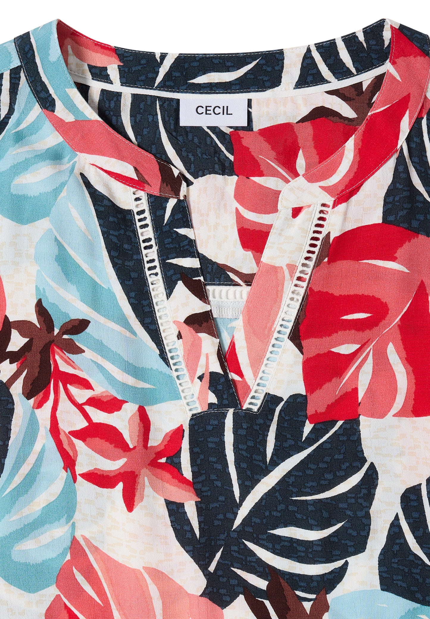 CECIL - Midikleid mit Split Neck und Print - Farbe: light alabaster white