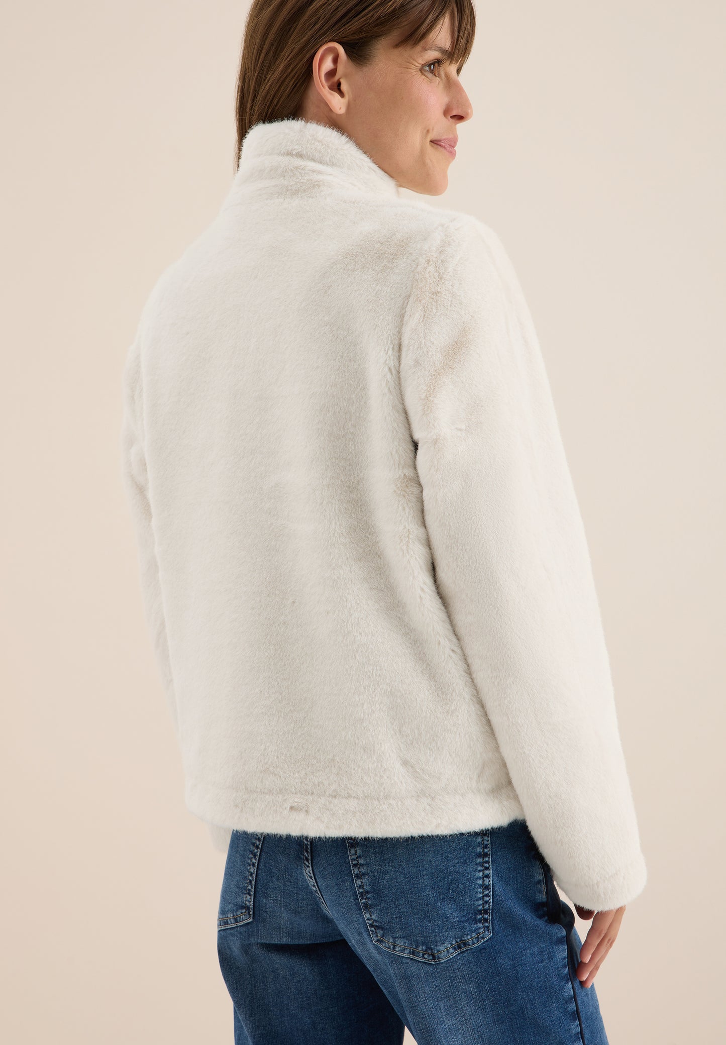 CECIL Kurze Fellimitat Jacke - Farbe: vanilla white
