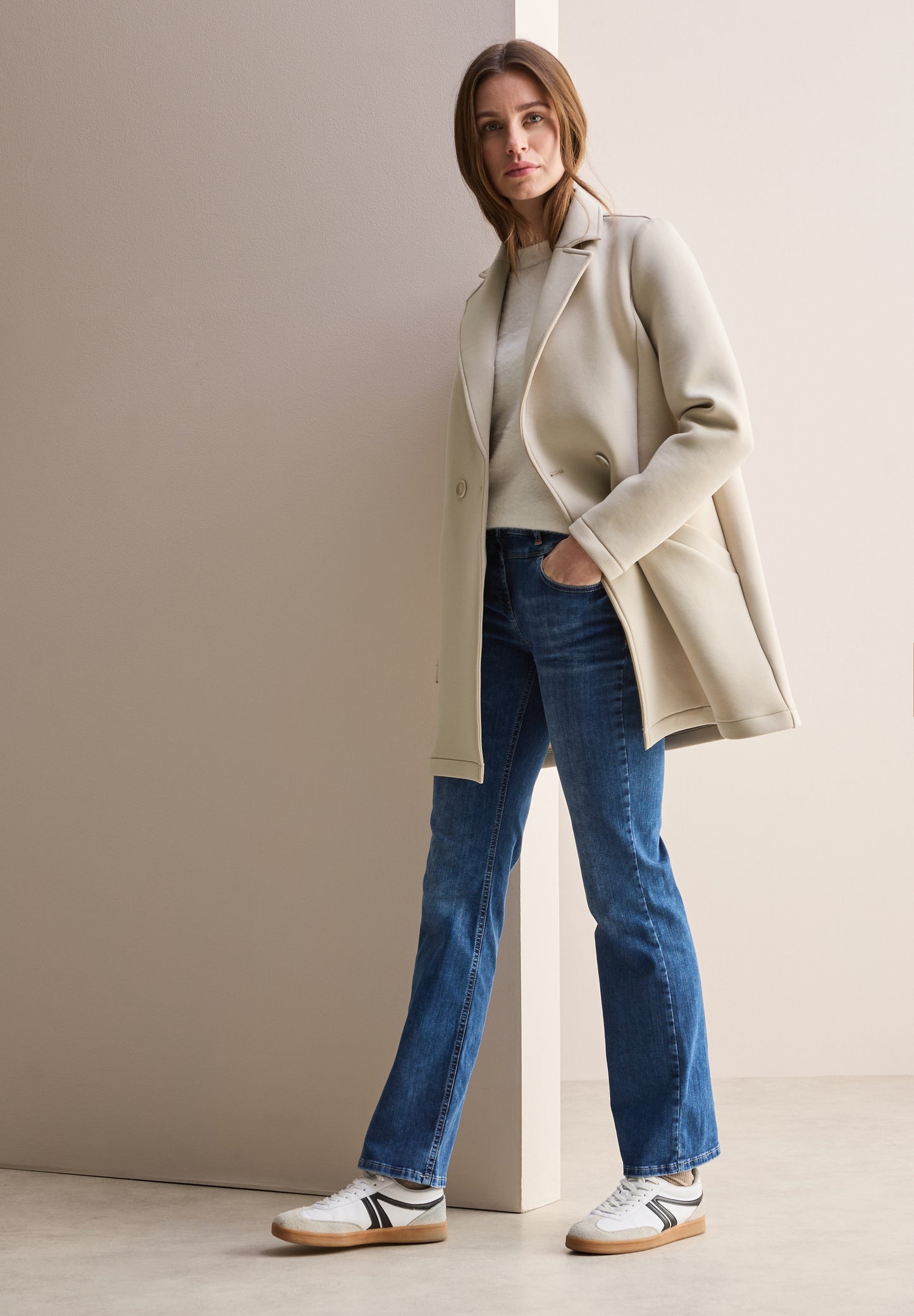 CECIL Damen Scuba-Mantel in Beige