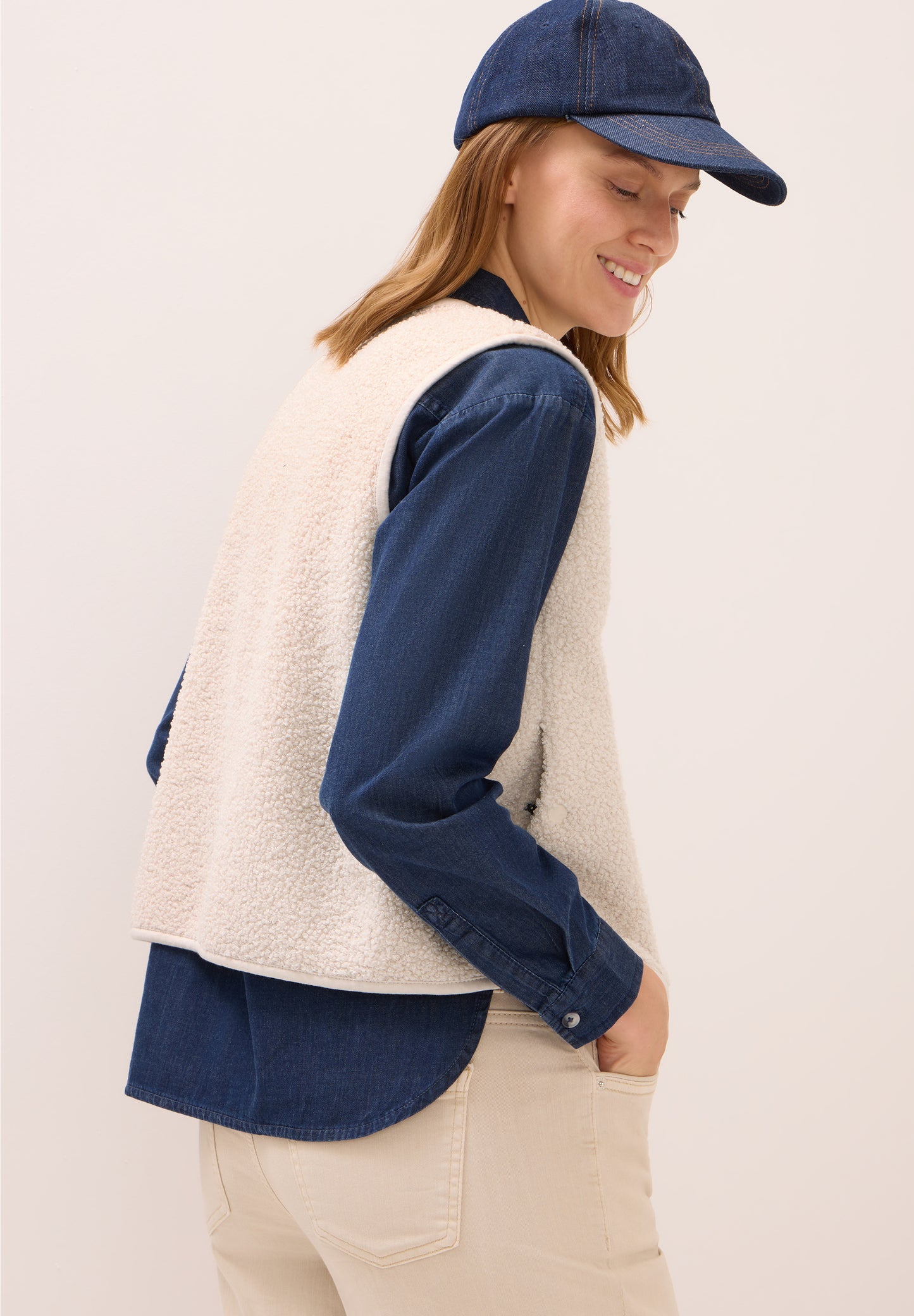 CECIL Weste in Wolloptik - Farbe: teddy vanilla white
