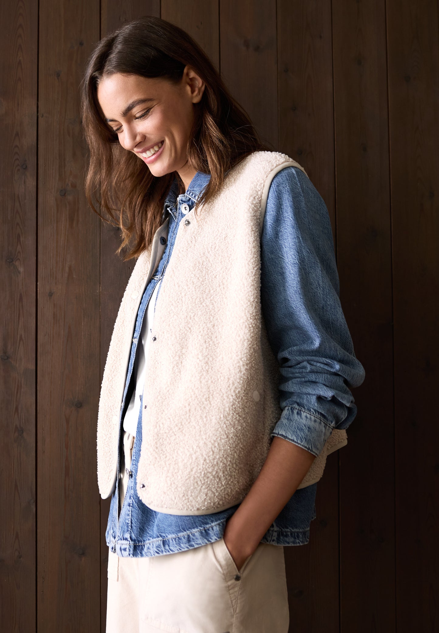 CECIL Weste in Wolloptik - Farbe: teddy vanilla white