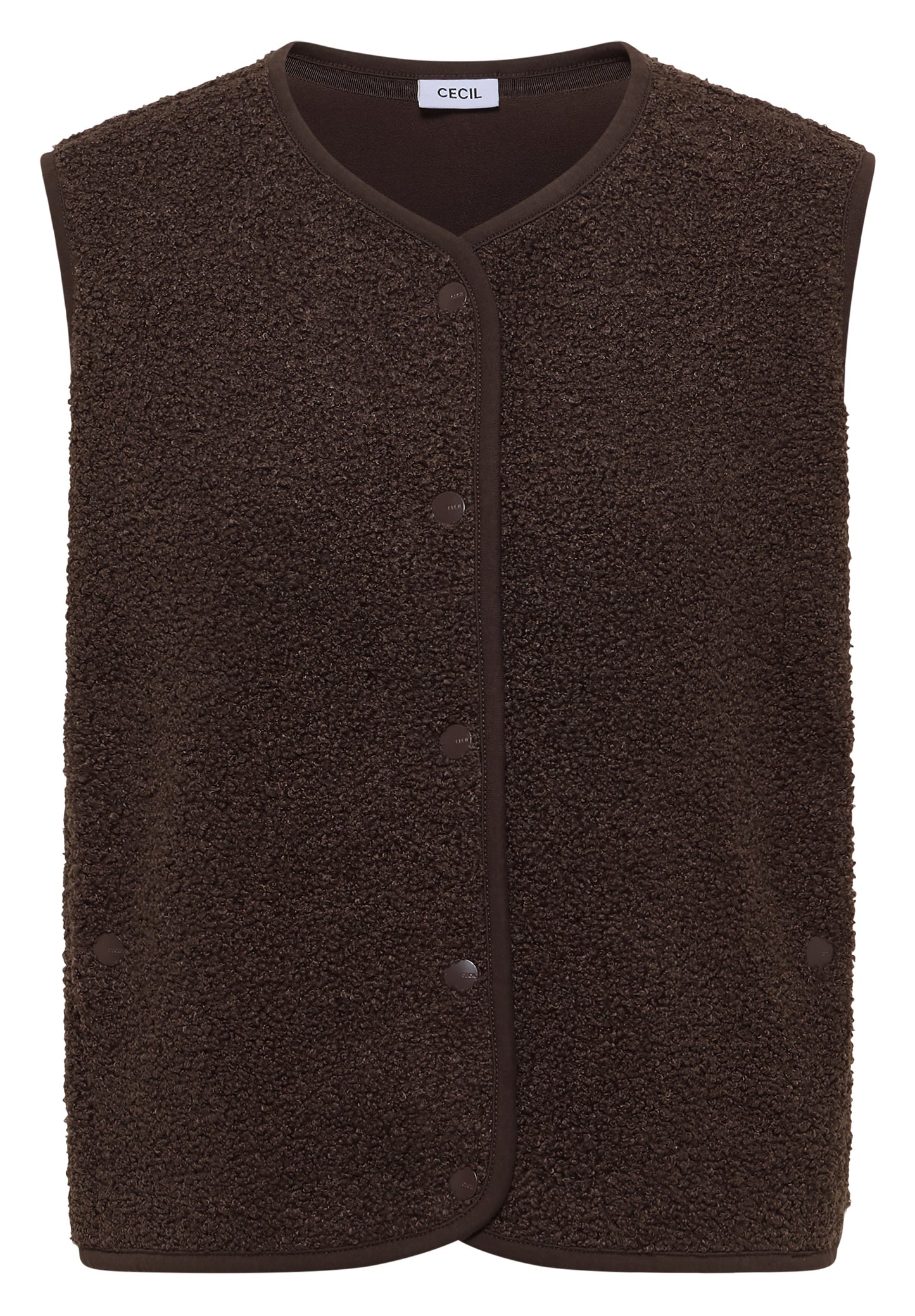 CECIL - Weste aus Teddy-Material mit Rundhals - Farbe: macchiato brown