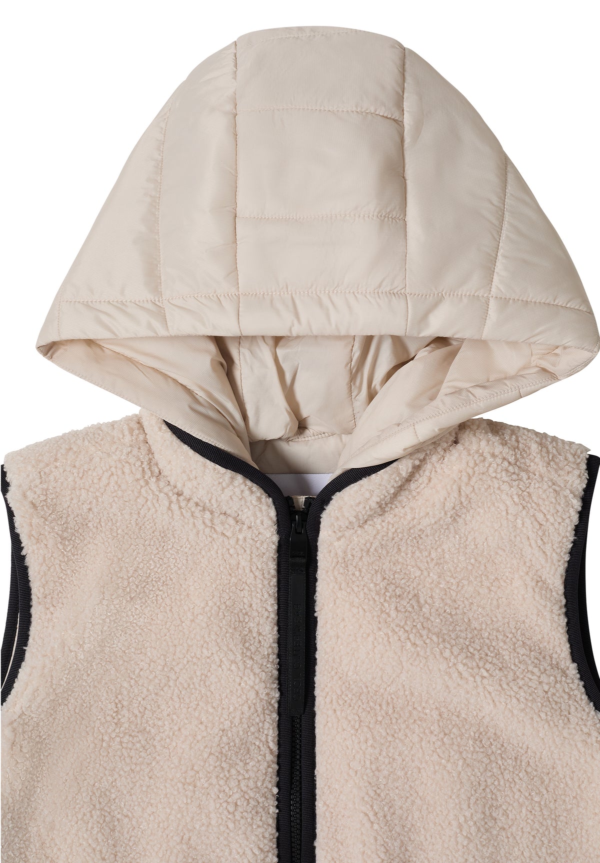 CECIL - Teddy-Weste mit abnehmbarer Kapuze - Farbe: teddy vanilla white