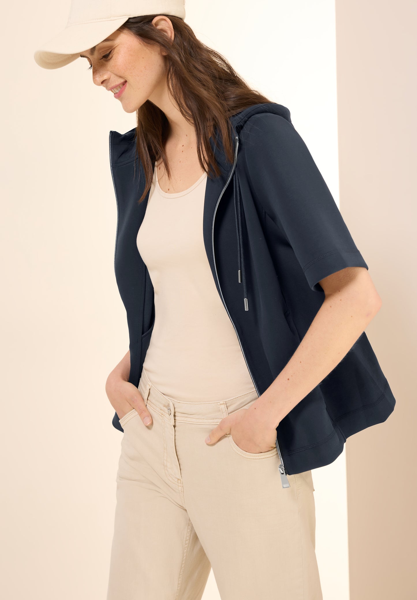 CECIL Kurzarm Sweatjacke - Farbe: universal blue