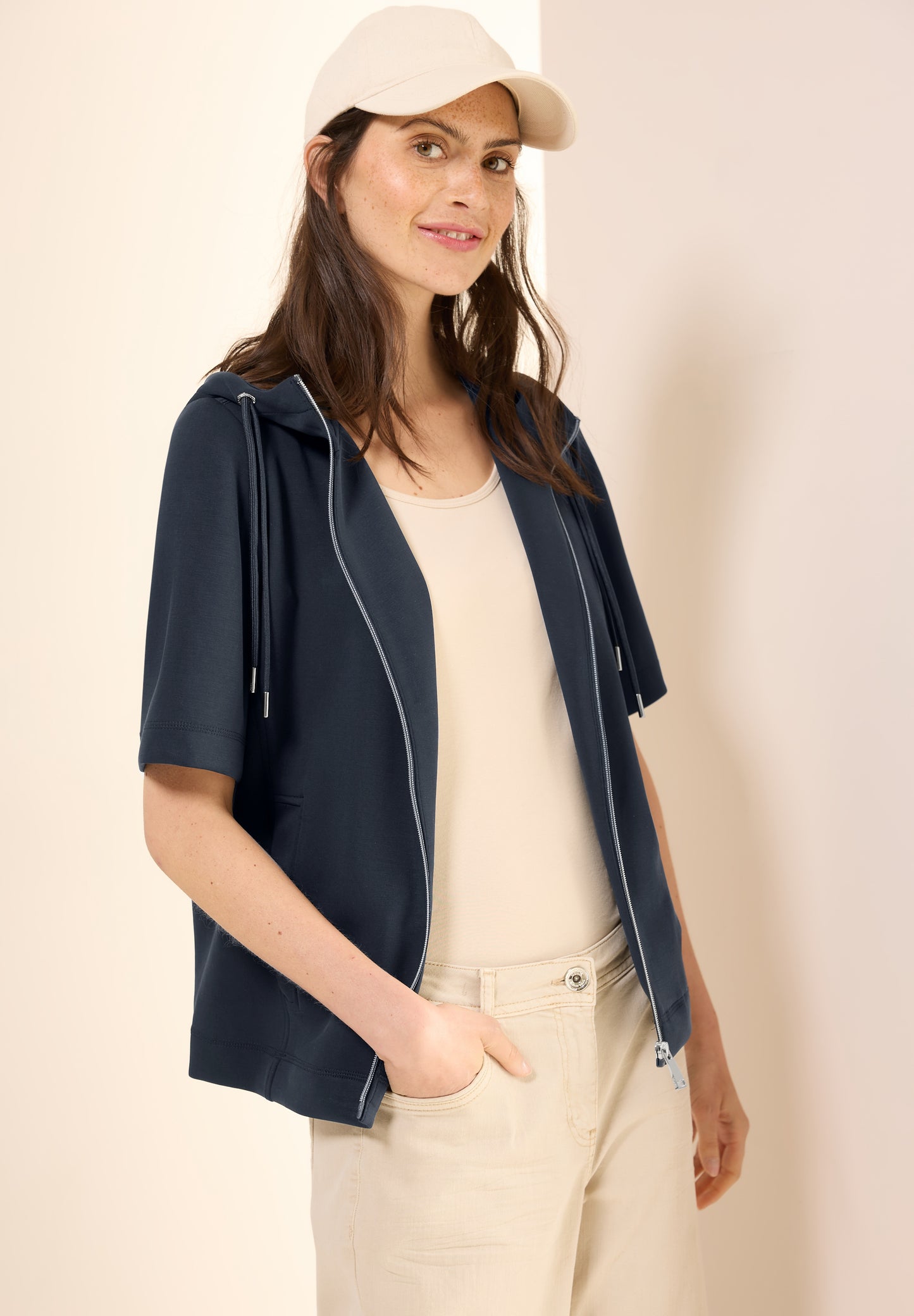 CECIL Kurzarm Sweatjacke - Farbe: universal blue