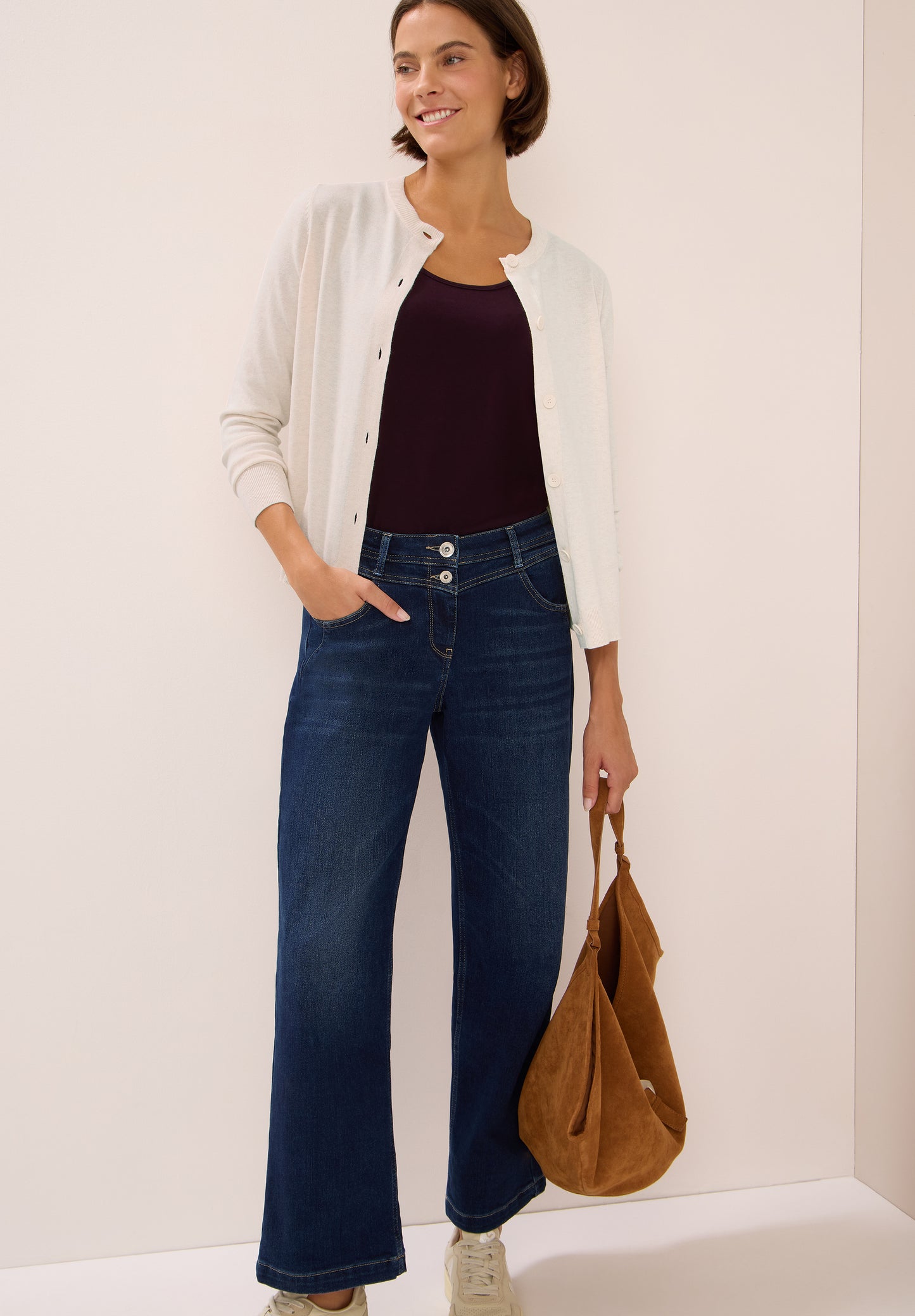 CECIL Strickjacke mit Knopfleiste - Farbe: oat milk beige melange
