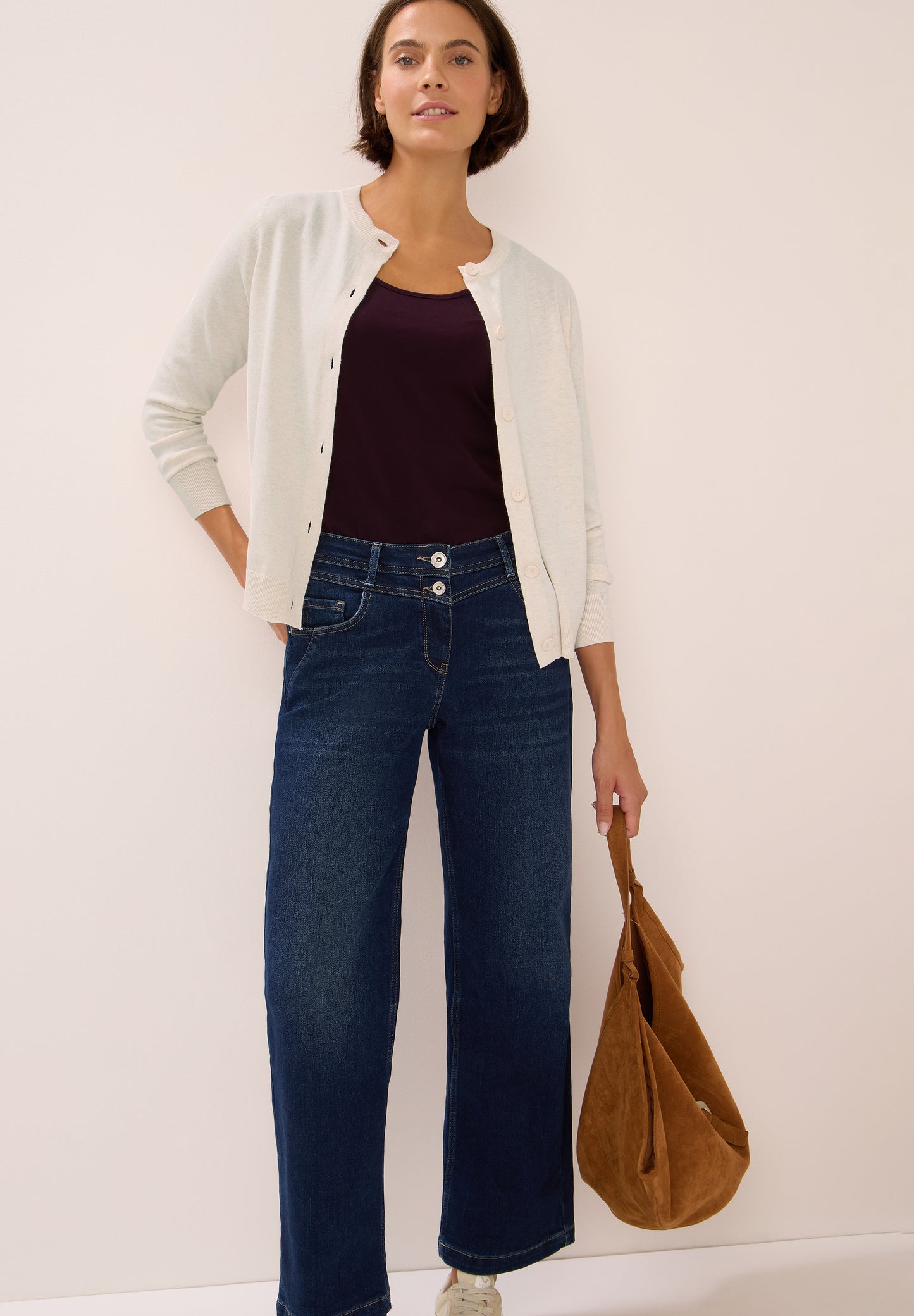 CECIL Strickjacke mit Knopfleiste - Farbe: oat milk beige melange