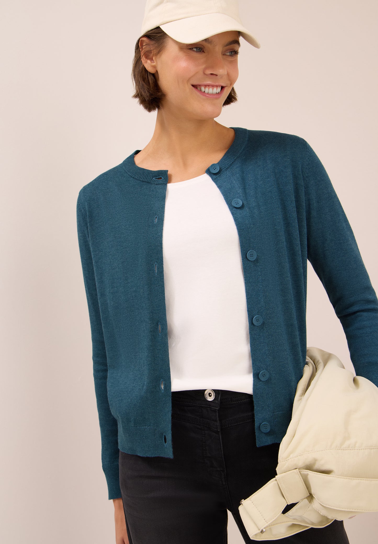 CECIL Strickjacke mit Knopfleiste - Farbe: dull teal blue melange