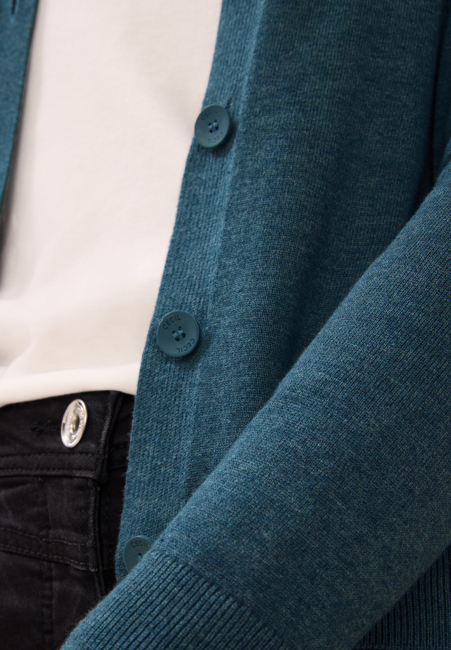 CECIL Strickjacke mit Knopfleiste - Farbe: dull teal blue melange
