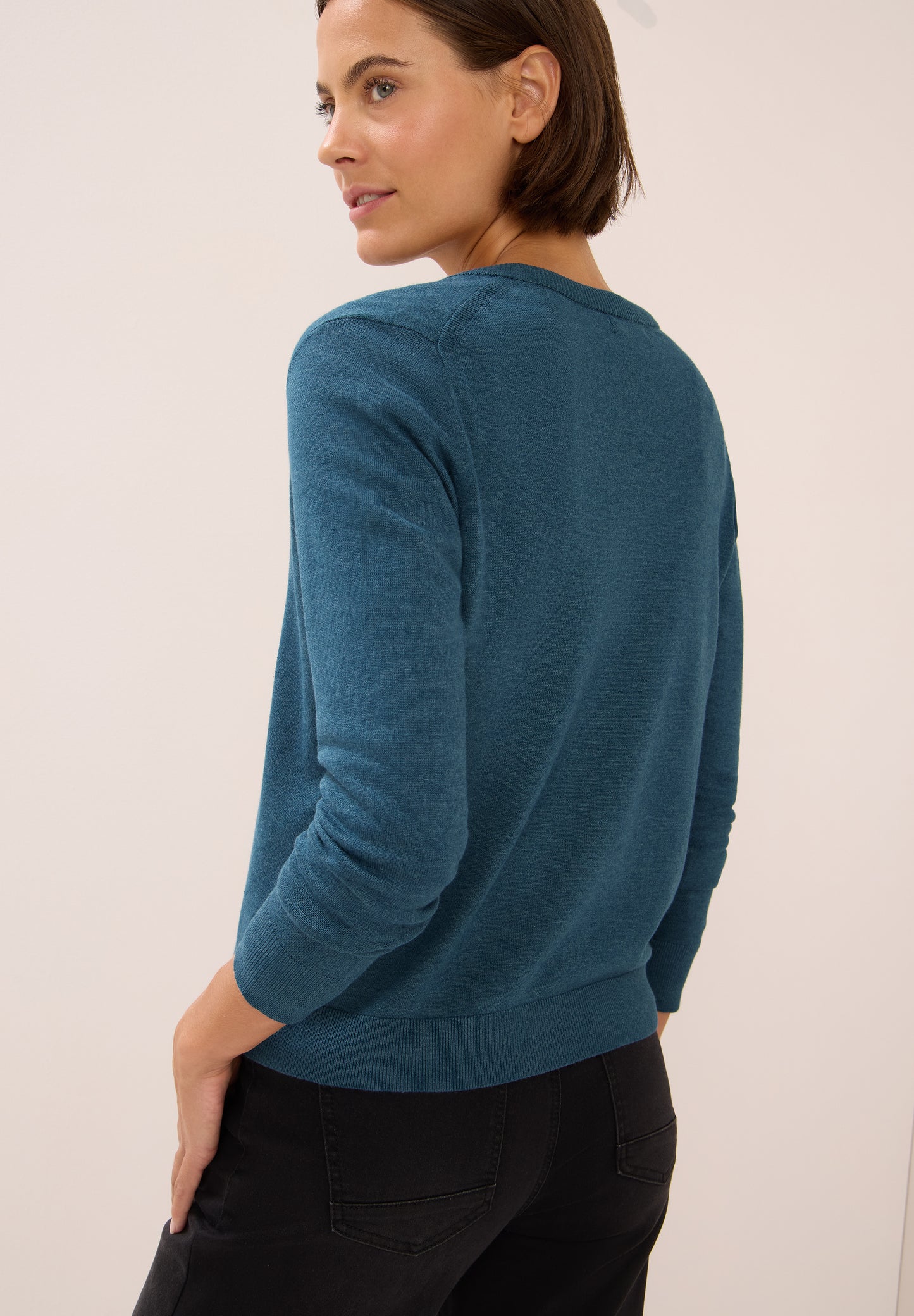 CECIL Strickjacke mit Knopfleiste - Farbe: dull teal blue melange