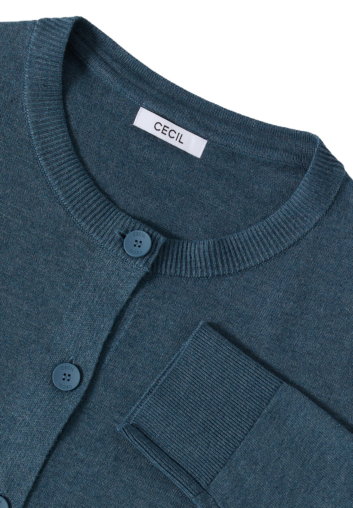 CECIL Strickjacke mit Knopfleiste - Farbe: dull teal blue melange