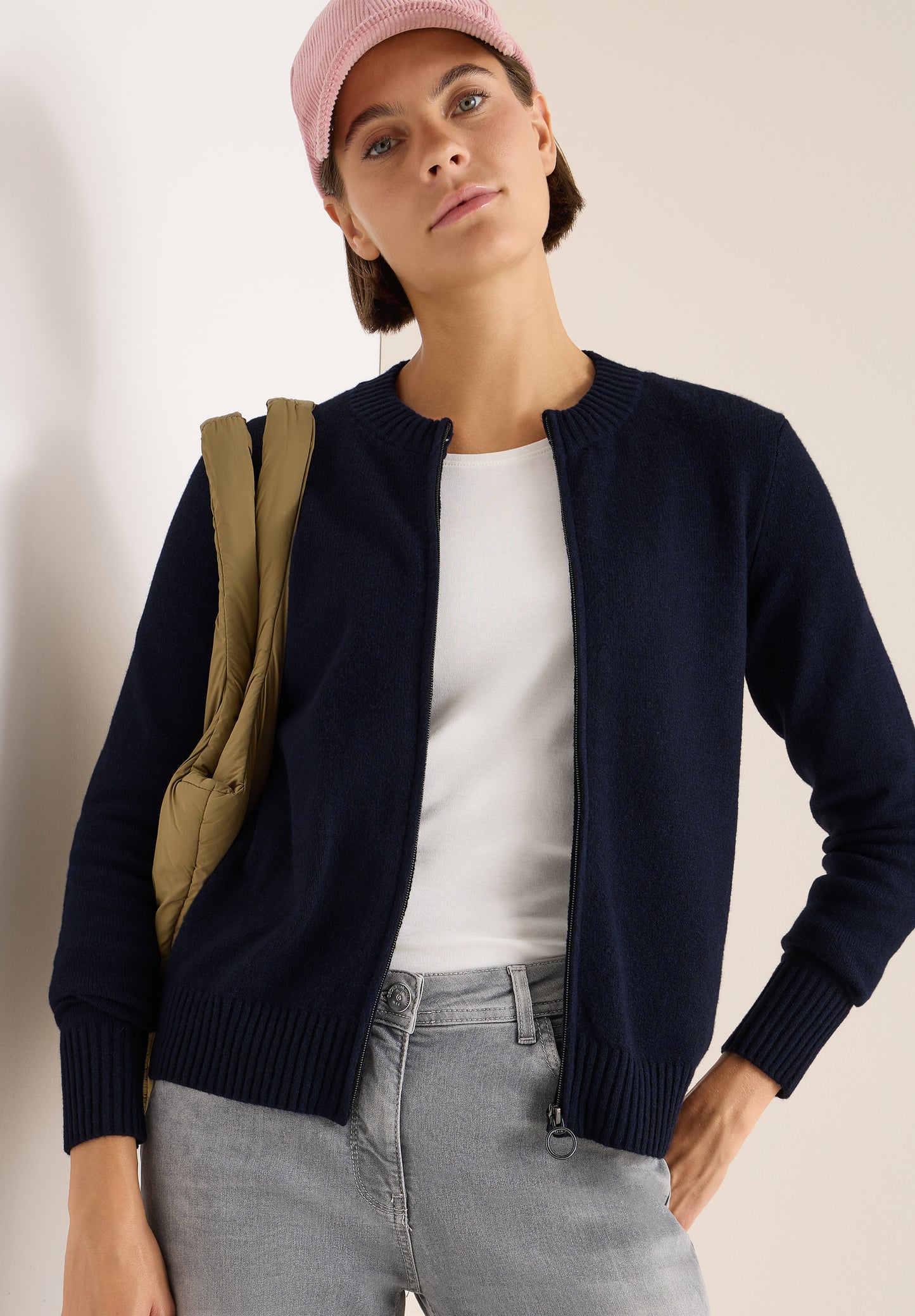 CECIL Cosy Cardigan mit Zipper - Farbe: blau