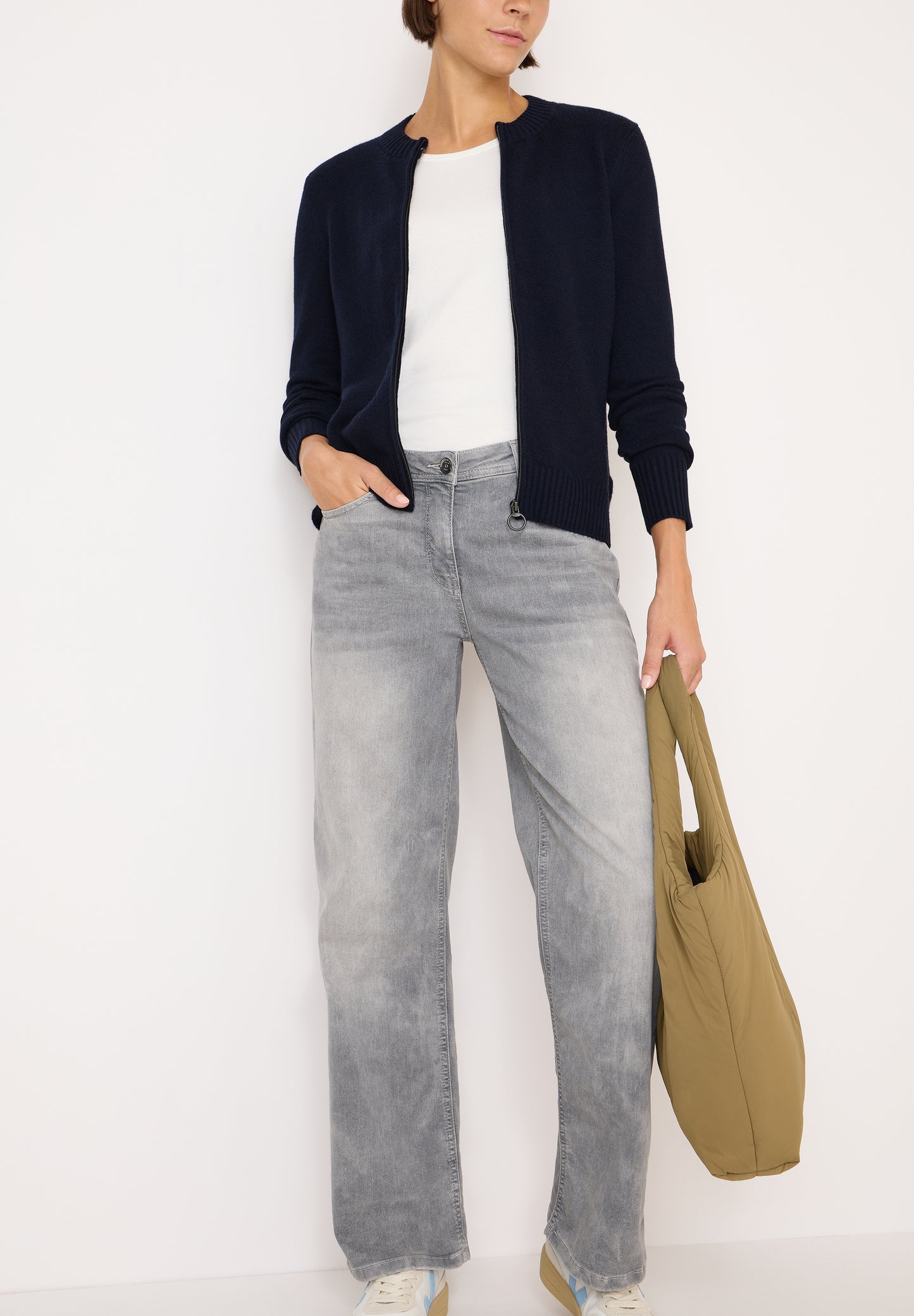 CECIL Cosy Cardigan mit Zipper - Farbe: blau