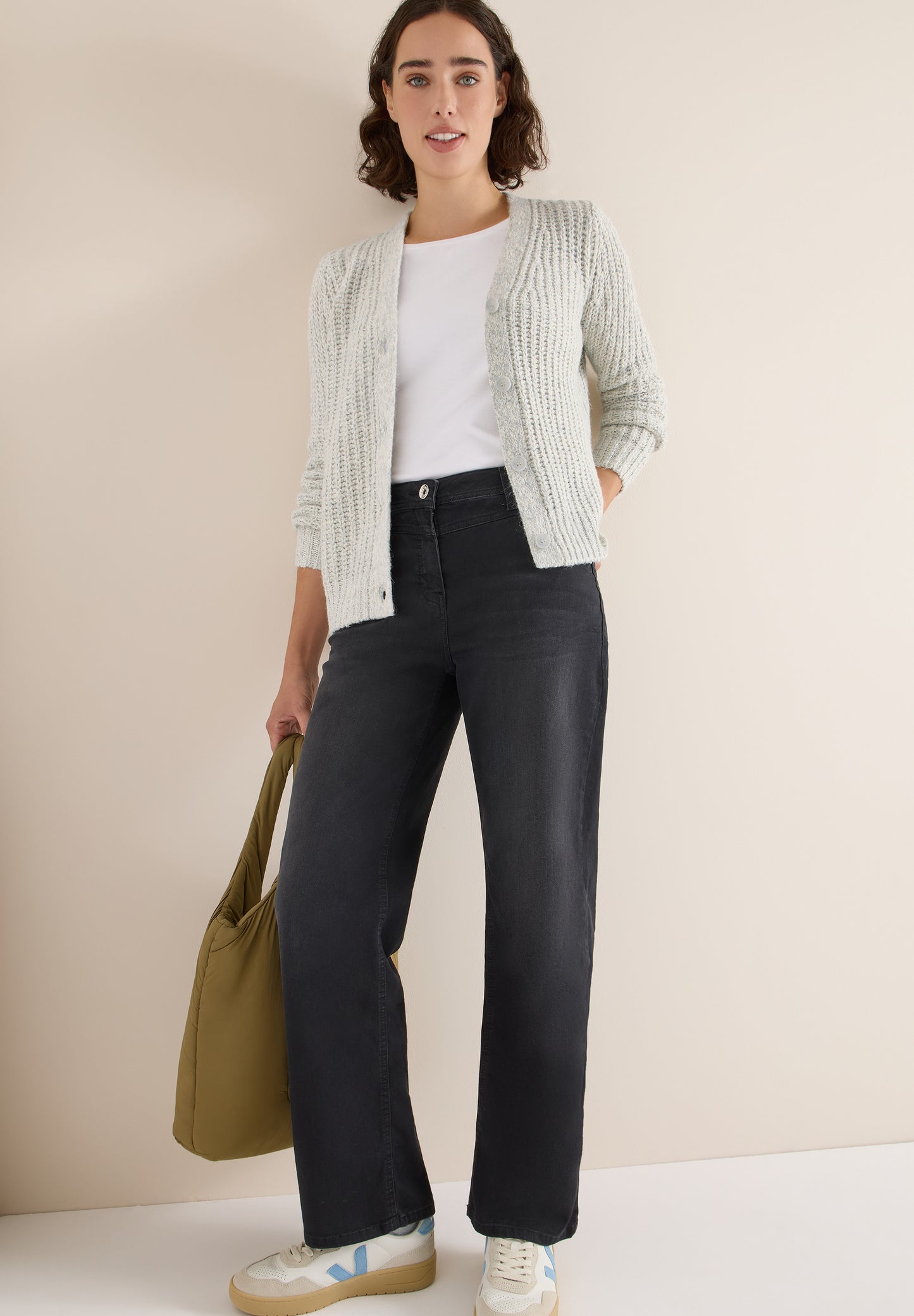 CECIL Two Tone Cardigan - Farbe: metal grey melange