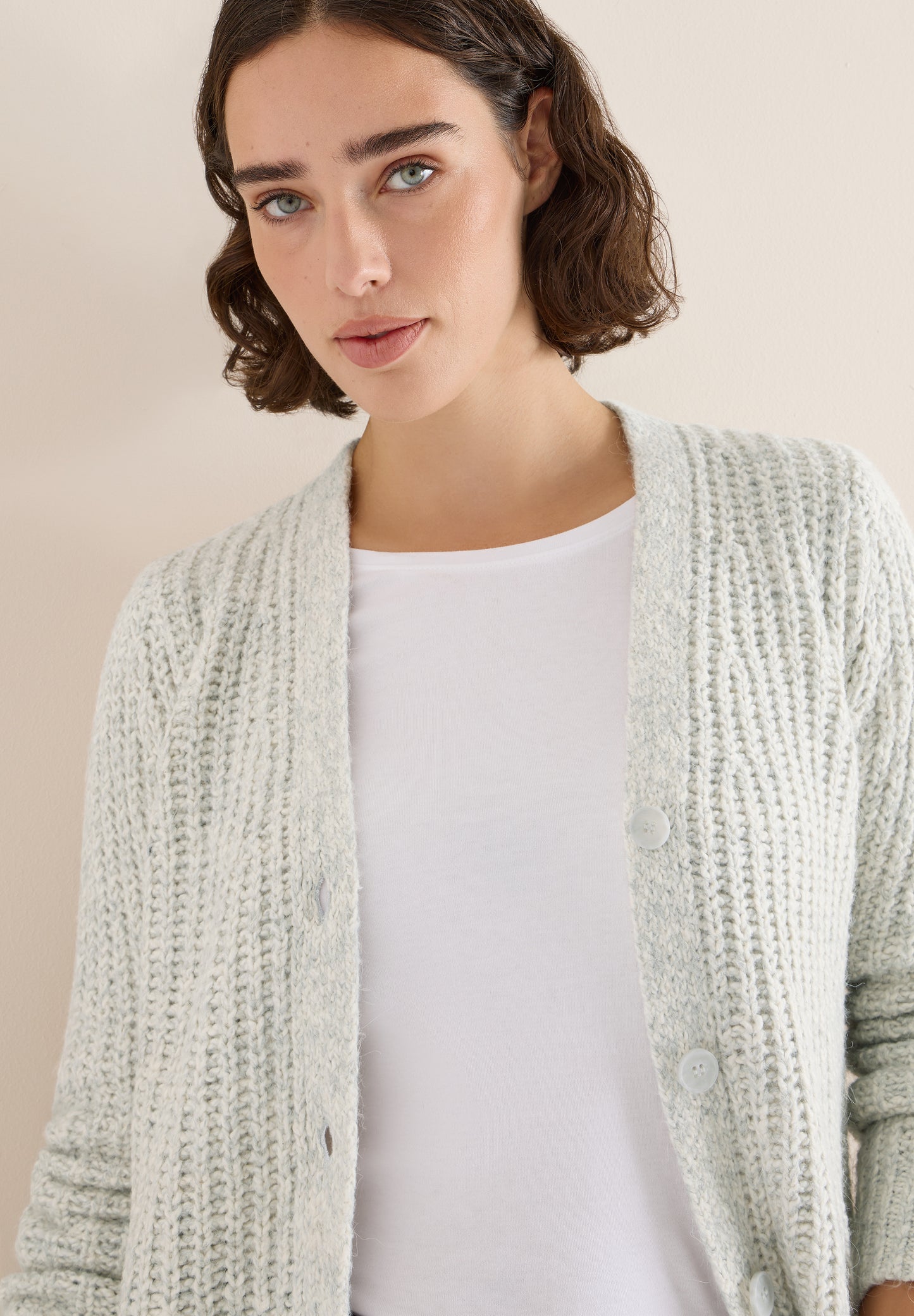 CECIL Two Tone Cardigan - Farbe: metal grey melange