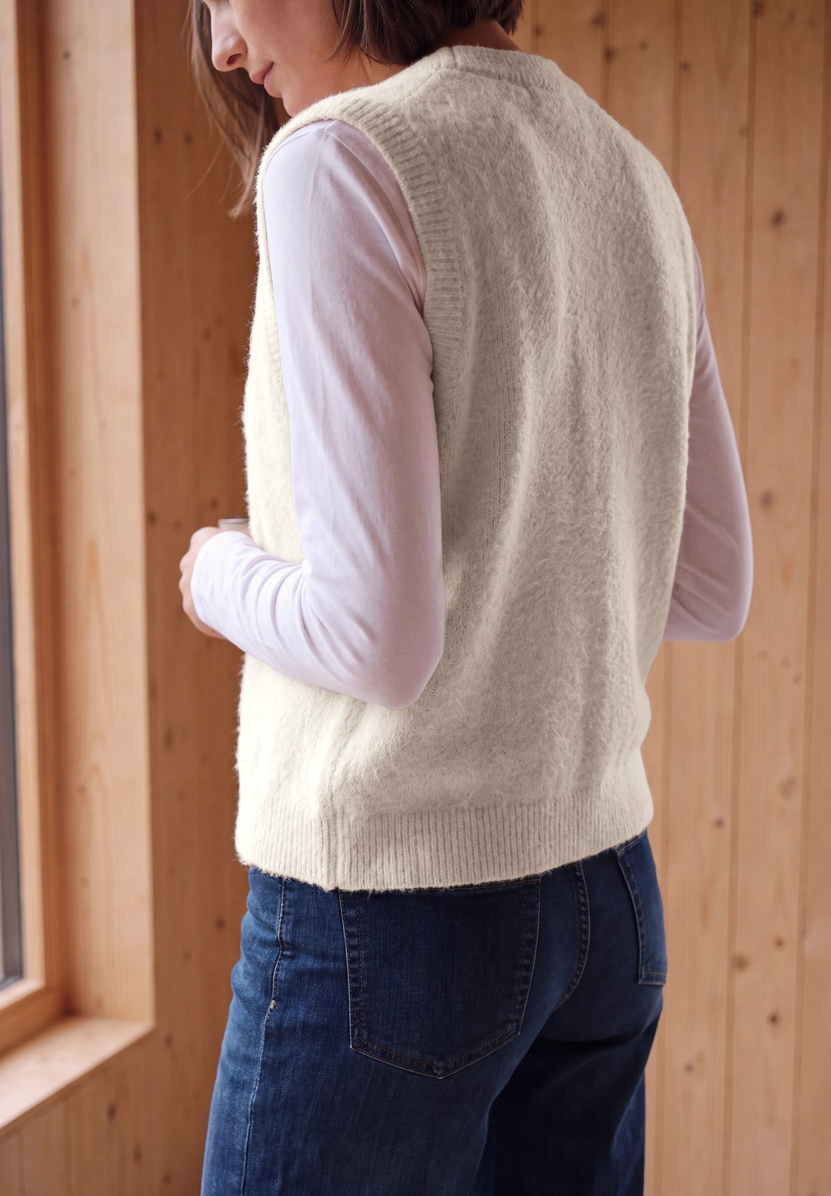 CECIL - Offene Federgarn-Weste in Unifarbe - Farbe: cashmere beige