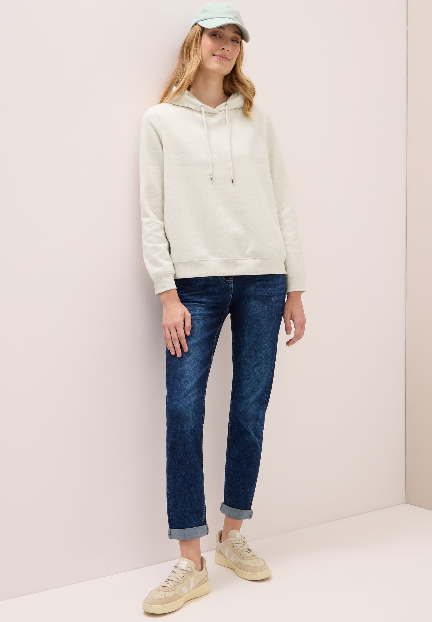 CECIL Sweatshirt mit Kapuze - Farbe: oat milk beige melange
