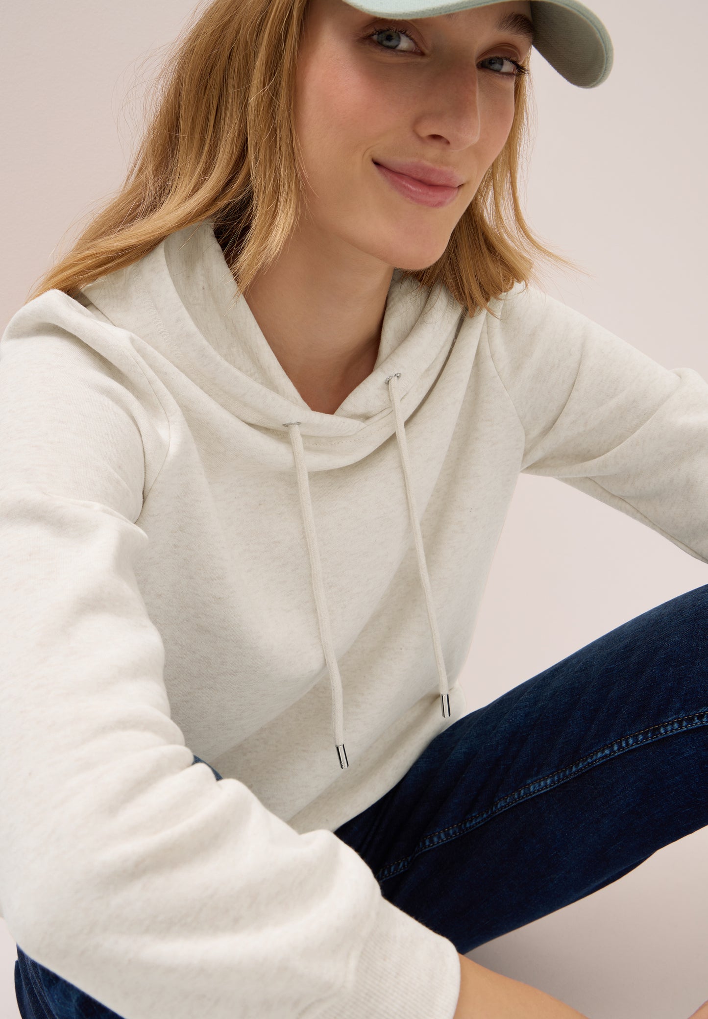 CECIL Sweatshirt mit Kapuze - Farbe: oat milk beige melange