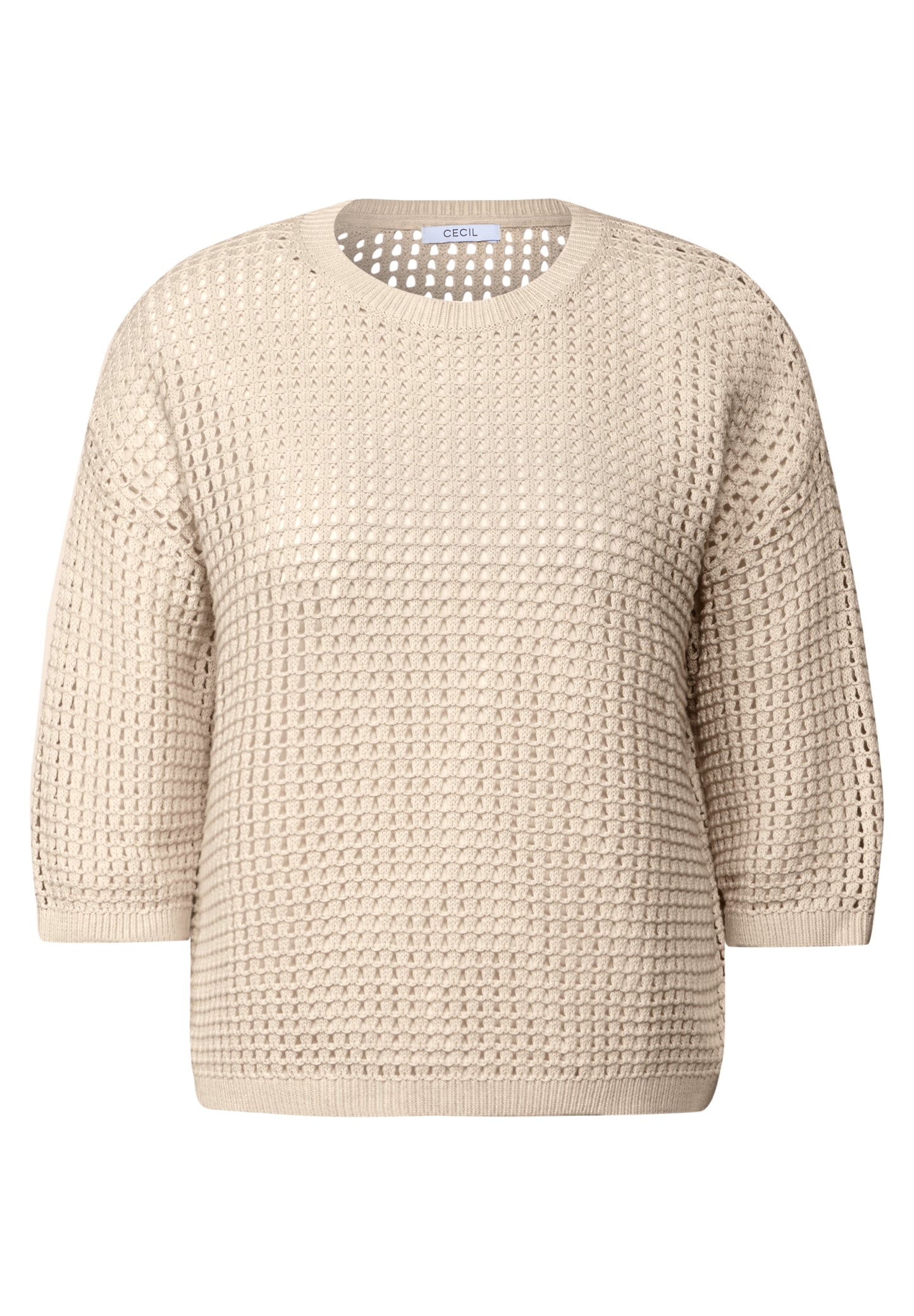 CECIL Pullover im HĂ€kel-Optik - Farbe: pearl beige mel.