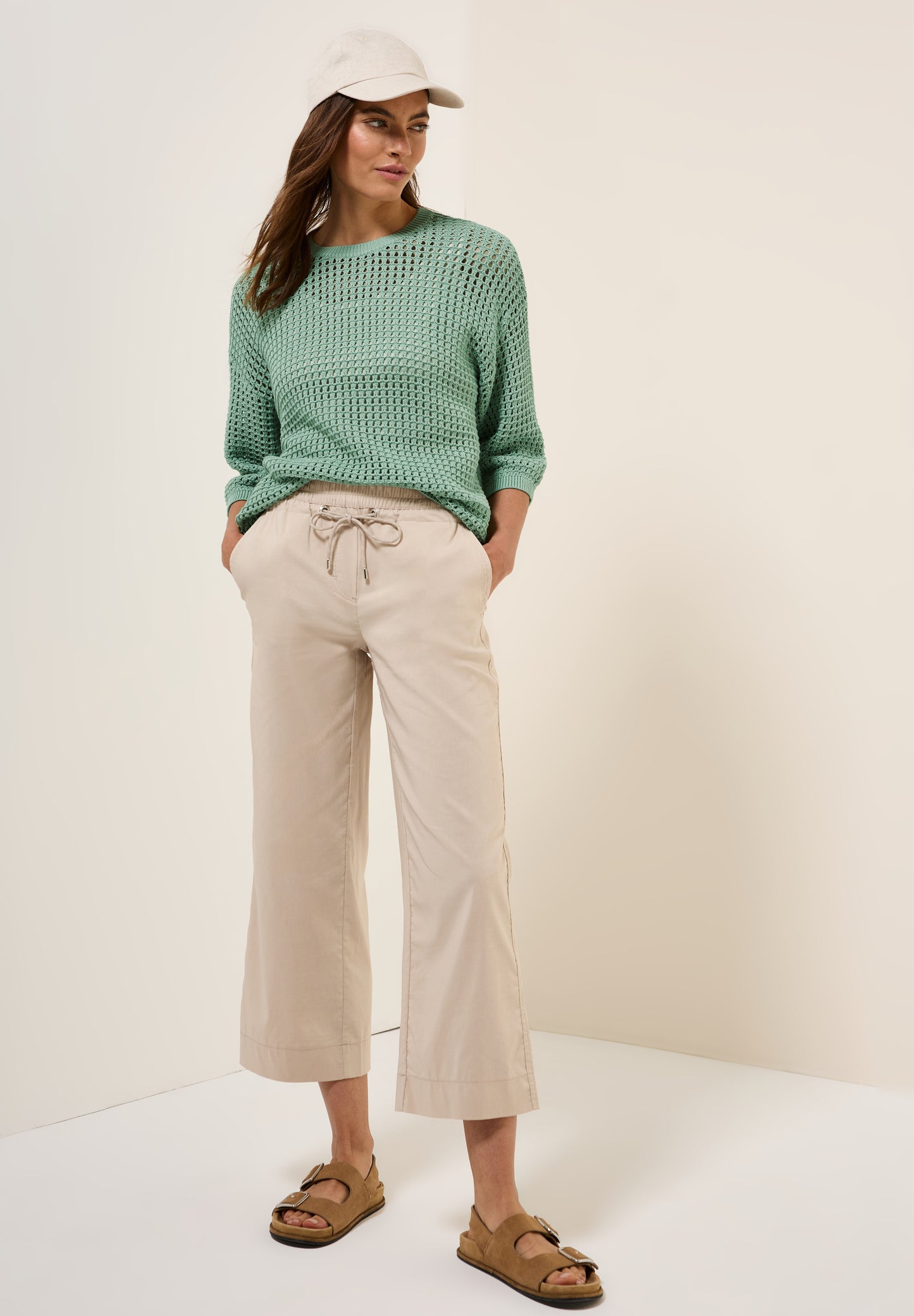 CECIL Pullover im HĂ€kel-Optik - Farbe: matcha green