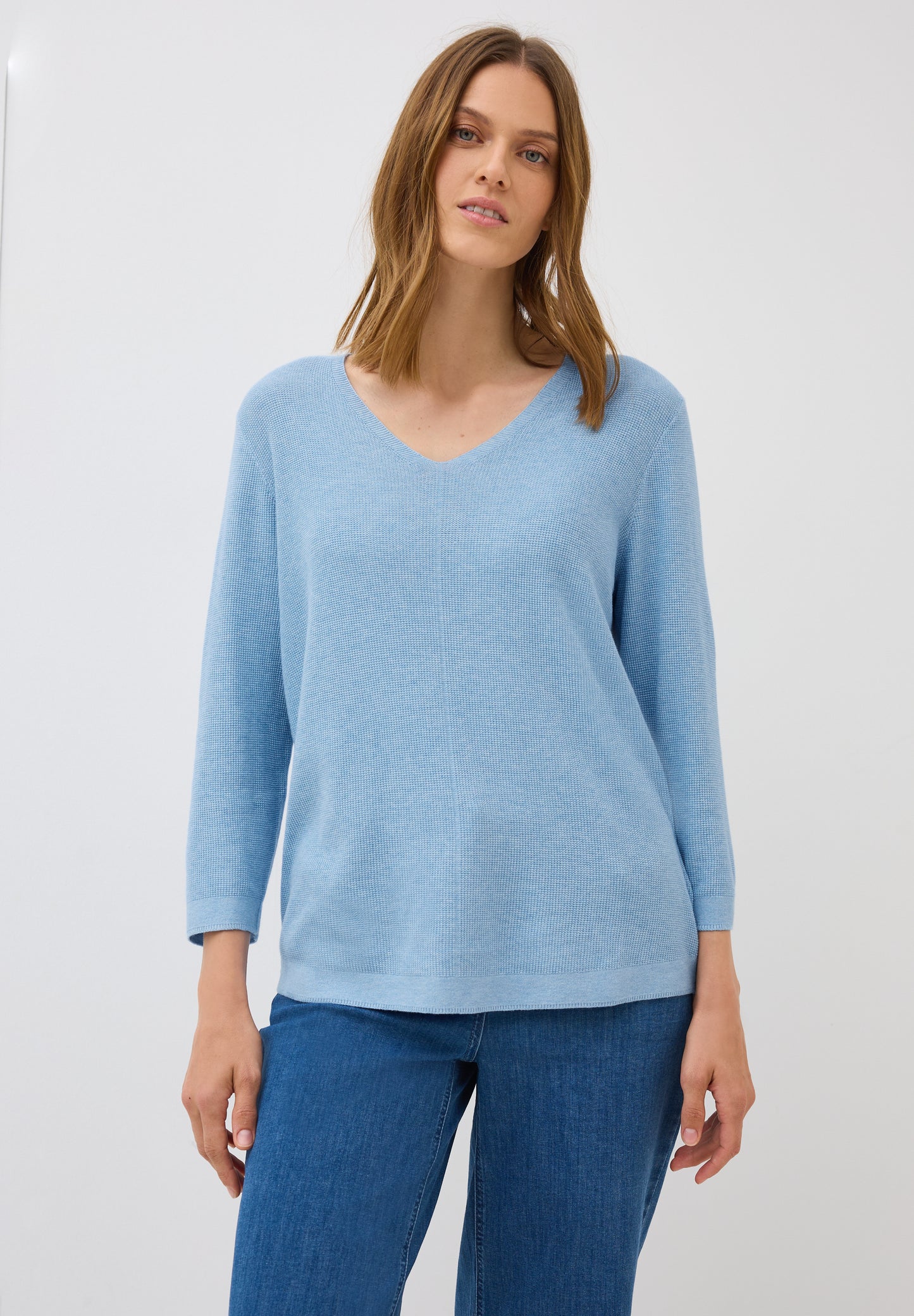 CECIL V-Neck Strickpullover - Farbe: whisper blue melange