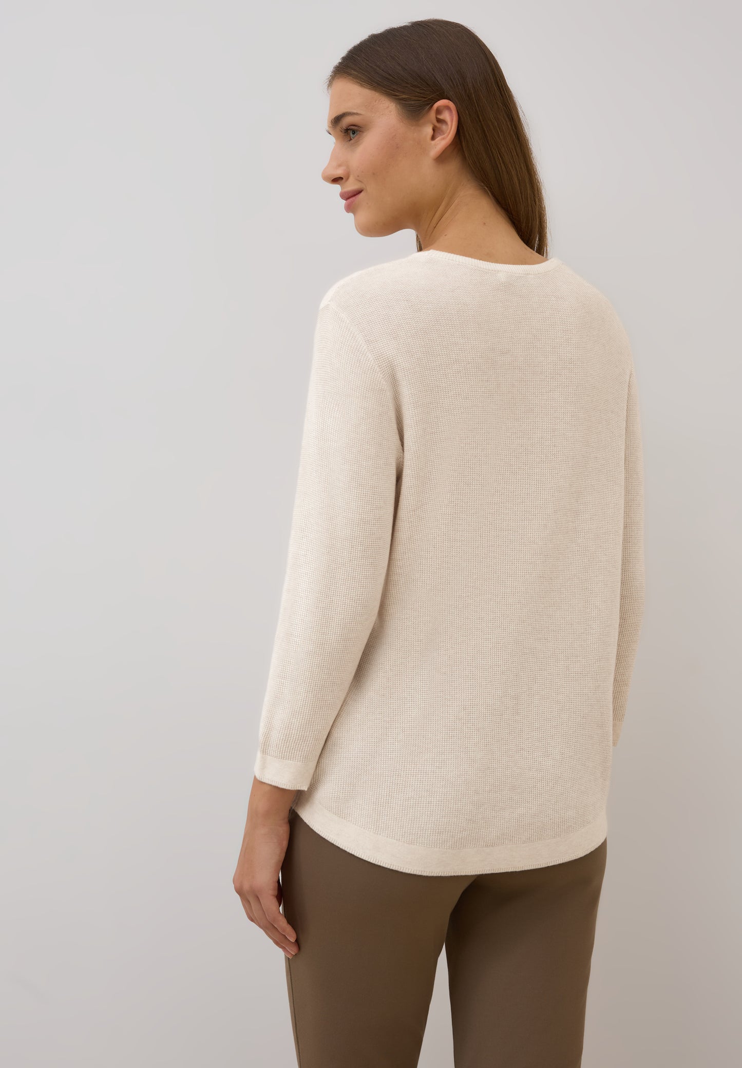 CECIL V-Neck Strickpullover - Farbe: oat milk beige melange