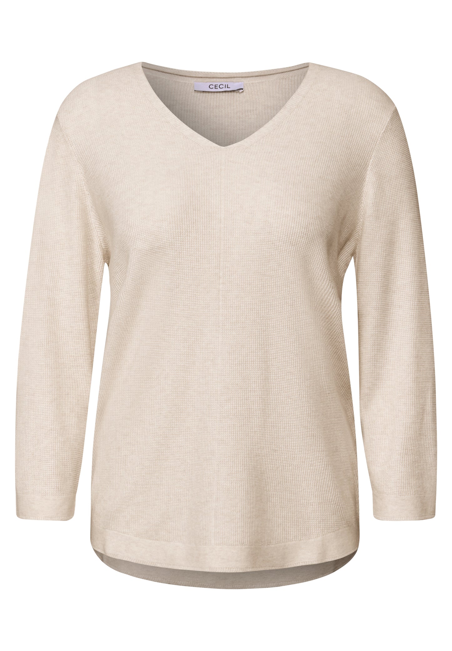 CECIL V-Neck Strickpullover - Farbe: oat milk beige melange