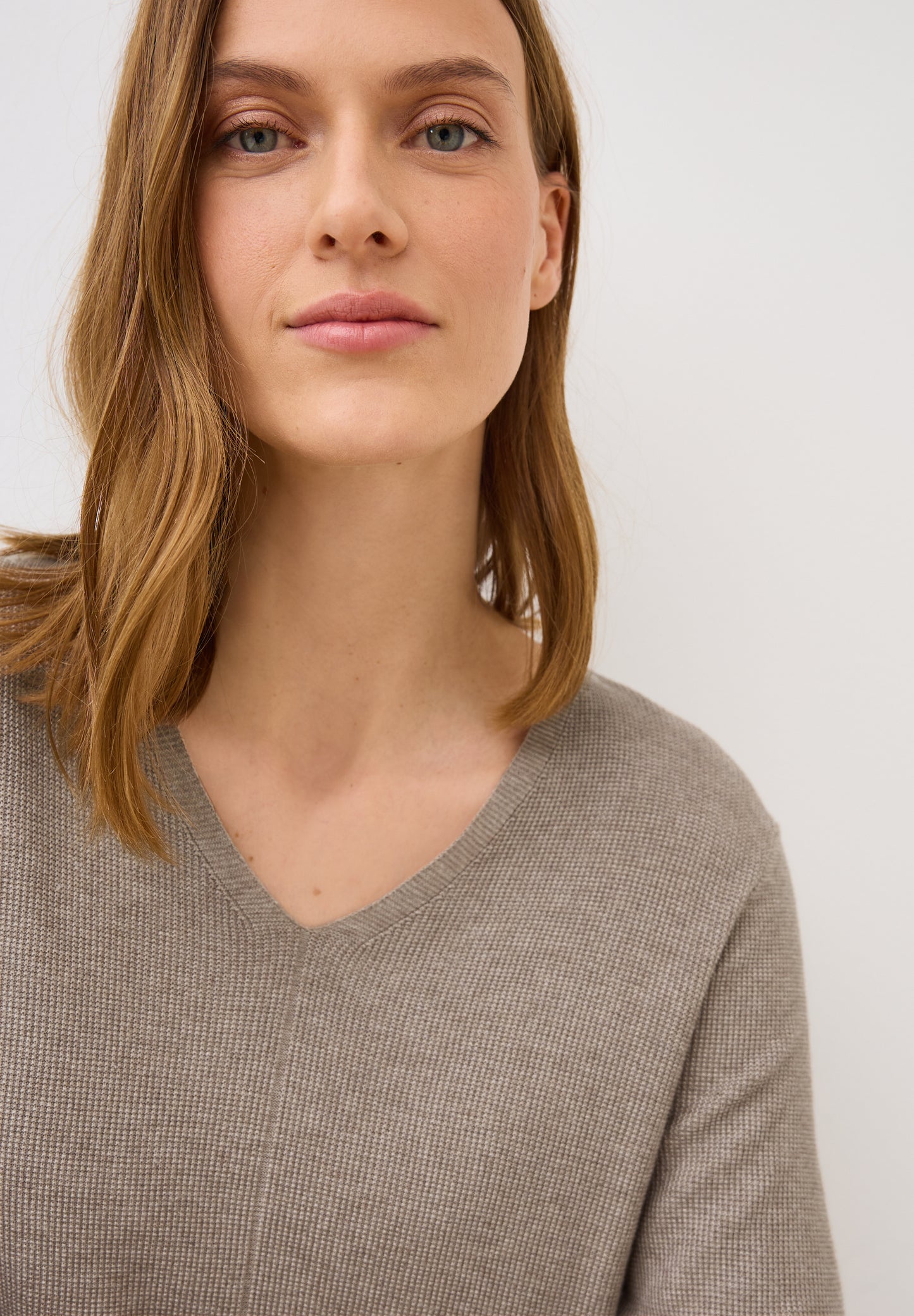 CECIL V-Neck Strickpullover - Farbe: toffee cream melange