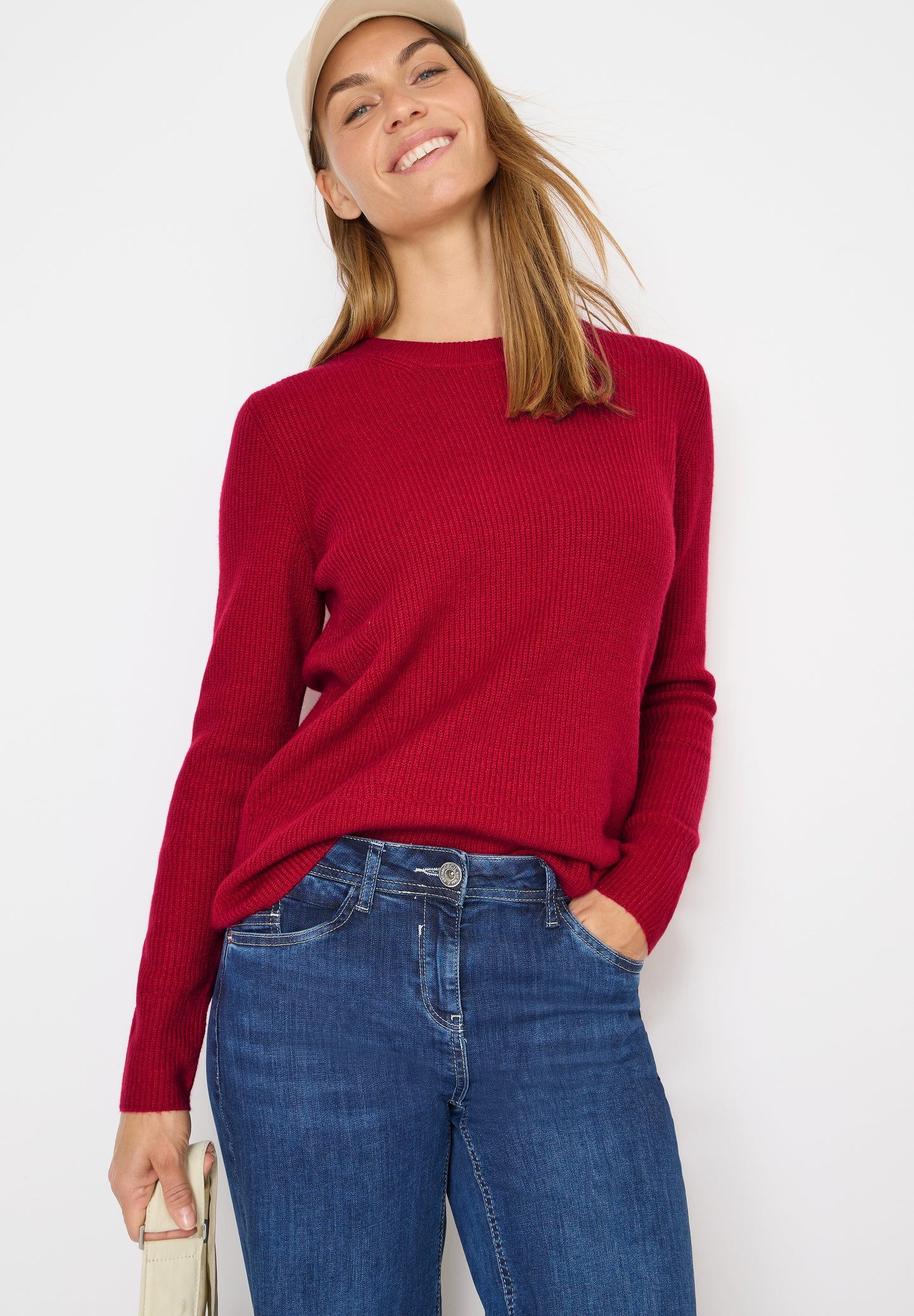 CECIL Pullover mit Strukturdetails - Farbe: beaujolais red